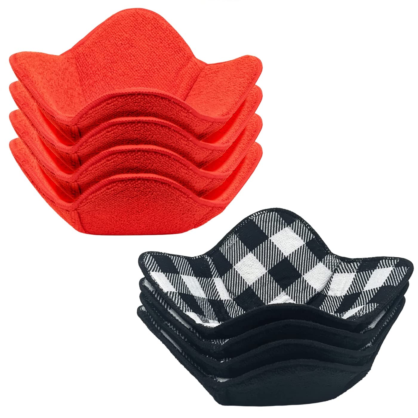 Microwave Bowl Holders Set - Heat Resistant Red & Black Silicone Grips for Safe Cooking & Serving - Perfect for Microwave, Oven & Kitchen Use
