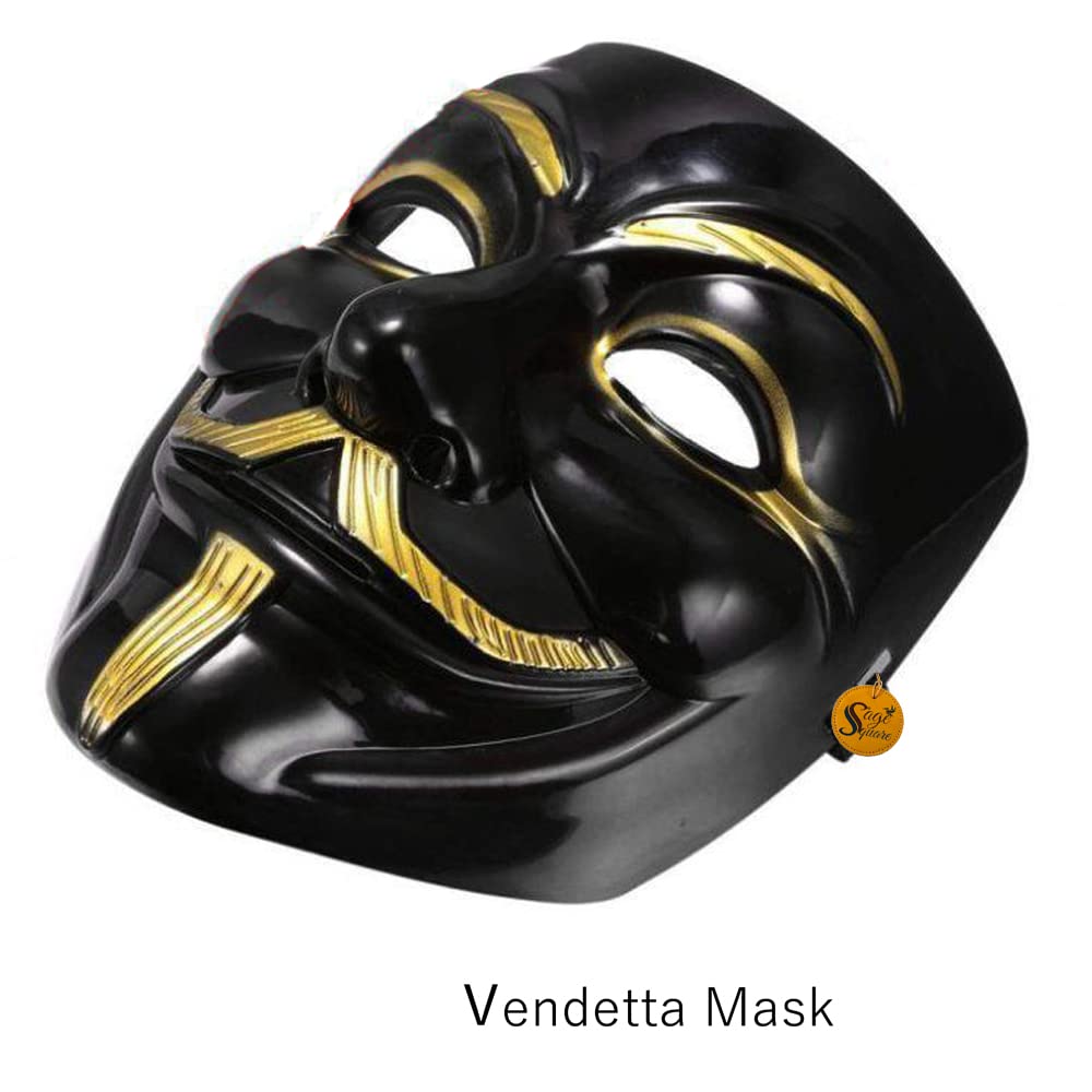 V for Vendetta Anonymous VIP Edition Sage Square Black Vendetta Face Mask - Perfect Fit Cosplay Mask for Halloween, Protests & Movie Costumes | Fawkes Guy Fawkes Mask