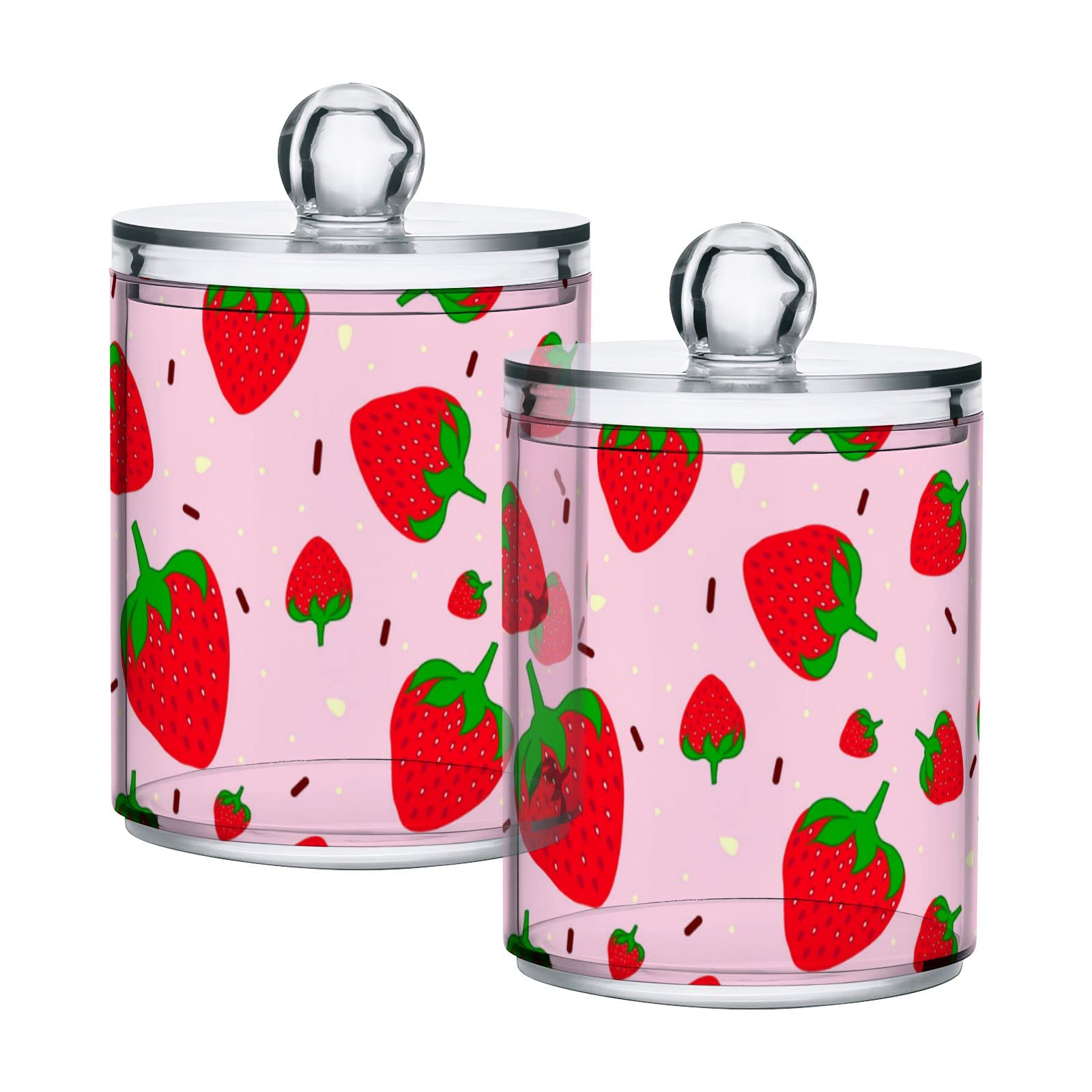 Set of 4 Pink Plastic Storage Jars with Lids - 10oz Translucent Food Containers for Strawberries, Chocolate Sprinkles & Cotton Swabs | Airtight Canning Jars for Tea, Cookies & Kitchen Organization | Perfect for Pantry Storage, Baking Supplies & DIY Gifts
