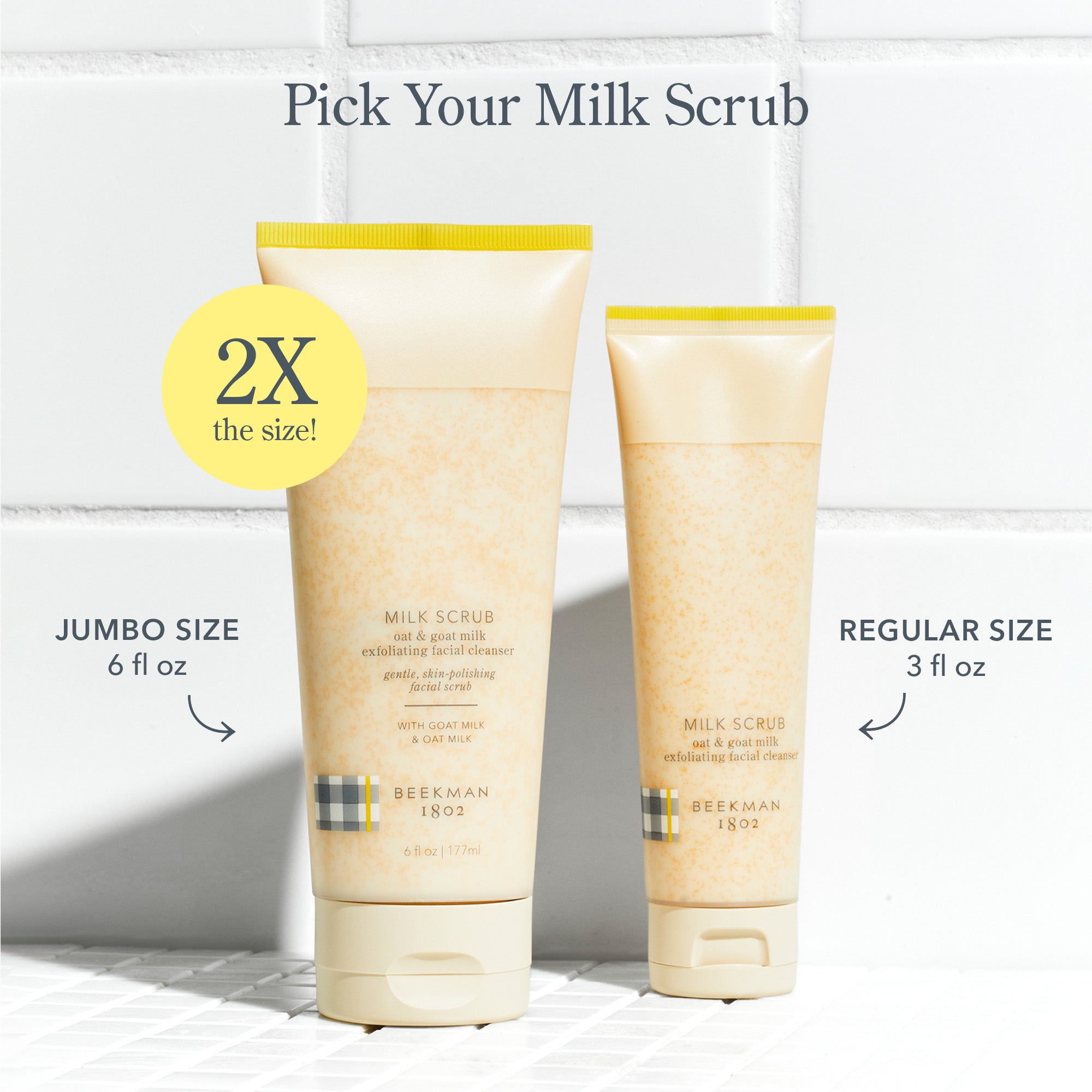 Jumbo Oat & Goat Milk Scrub - Natural Exfoliating Facial Cleanser Duo for Soft, Glowing Skin | Perfect for Dry Skin Care & Spa Day at Home