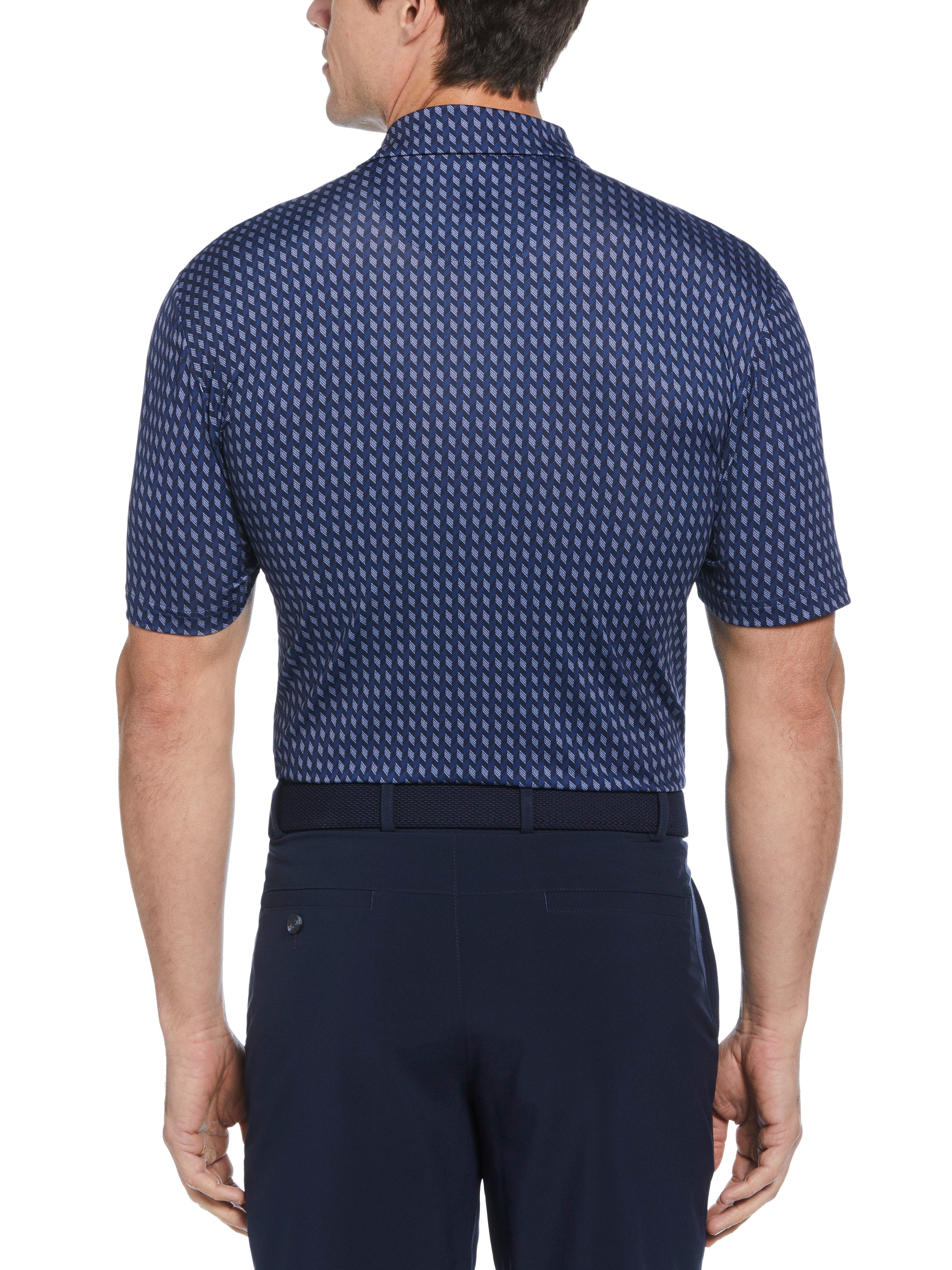 Men's Textured Chevron Geo Polo Shirt - Stylish Casual & Business Wear for Work, Golf, and Everyday Outfits