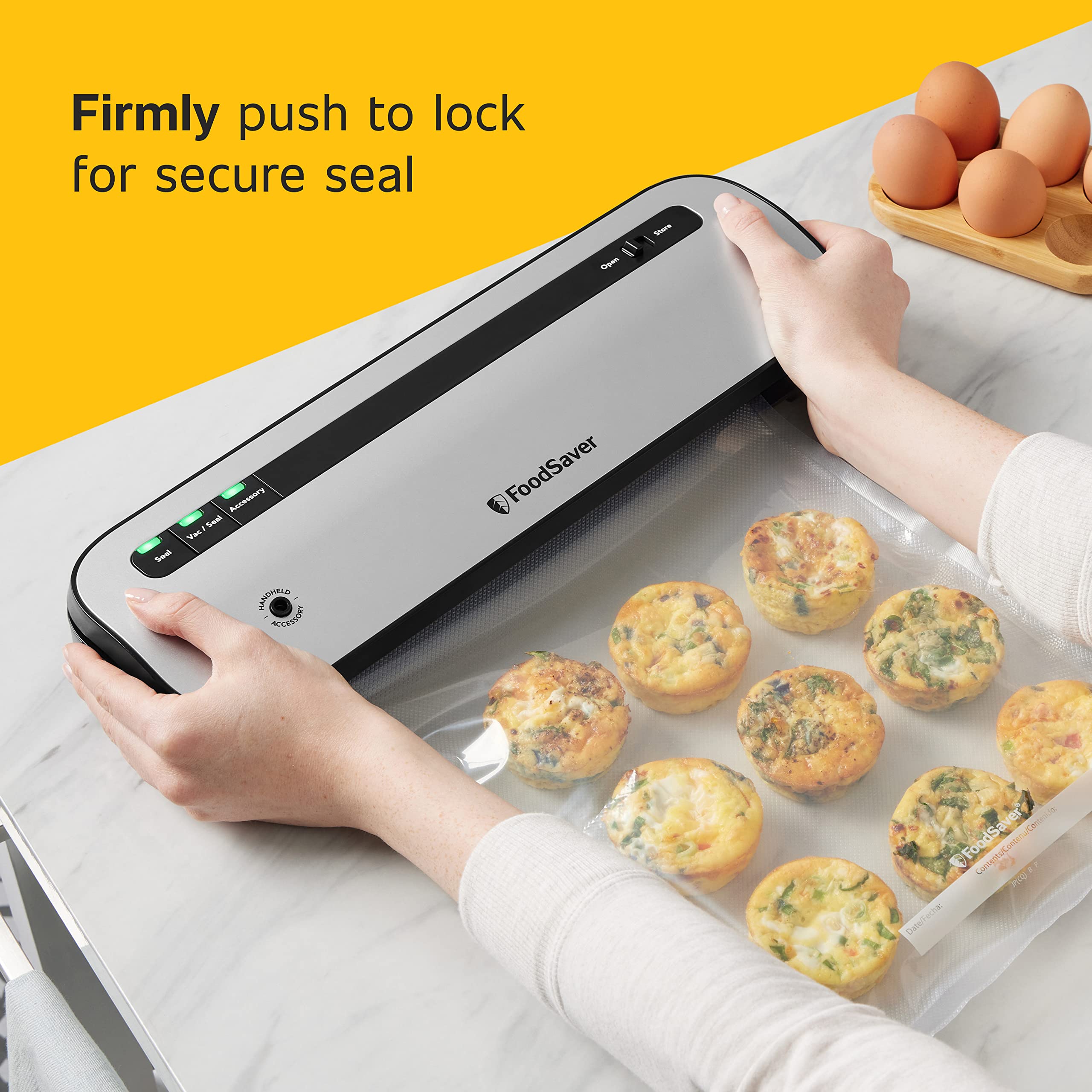 FoodSaver Compact Vacuum Sealer Machine with Bags & Rolls - Perfect for Meal Prep, Sous Vide & Food Storage | Space-Saving Kitchen Appliance