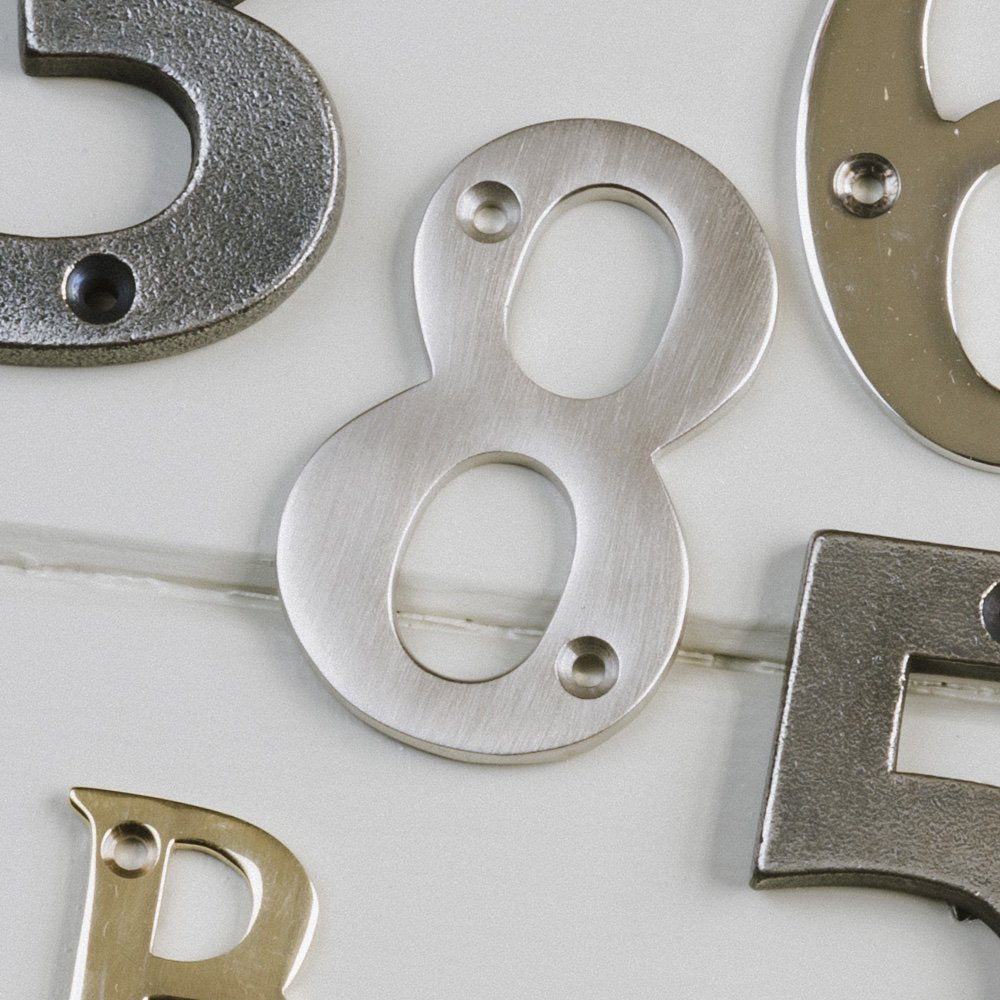 3 Inch Satin Nickel House Numbers - Modern Address Plaque for Home, Mailbox & Front Door Decoration