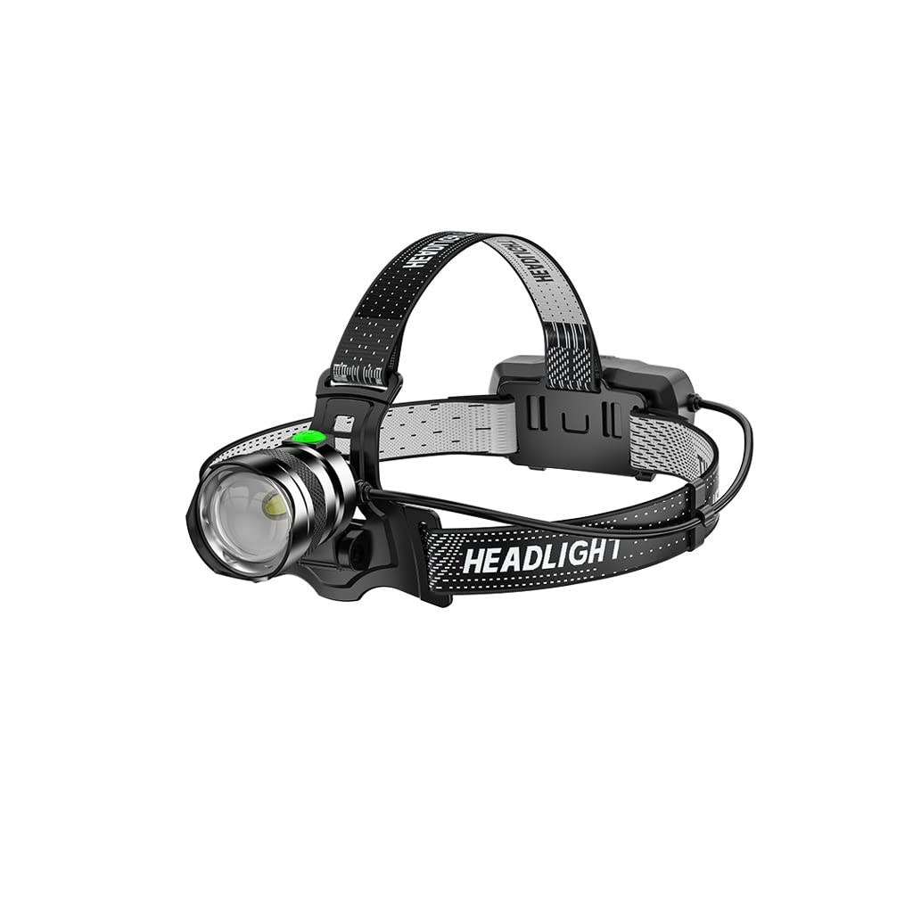 TONPOP Rechargeable LED Headlamp - 1000 Lumen Bright Headlight with Long Battery Life for Outdoor Activities, Night Fishing, Mining, Camping & Hiking (Black) - Perfect for Hands-Free Lighting in Dark Environments