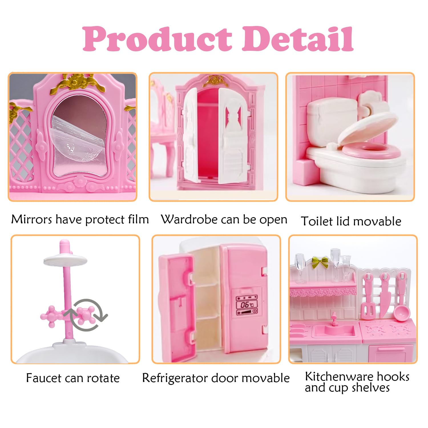 75-Piece Dollhouse Furniture Set - Miniature Pretend Play Family Toys for Kids 3+ Years - Includes Bedroom, Living Room, Bathroom & Kitchen Accessories - Perfect for Imaginative Play, Birthday Gifts & Early Childhood Development