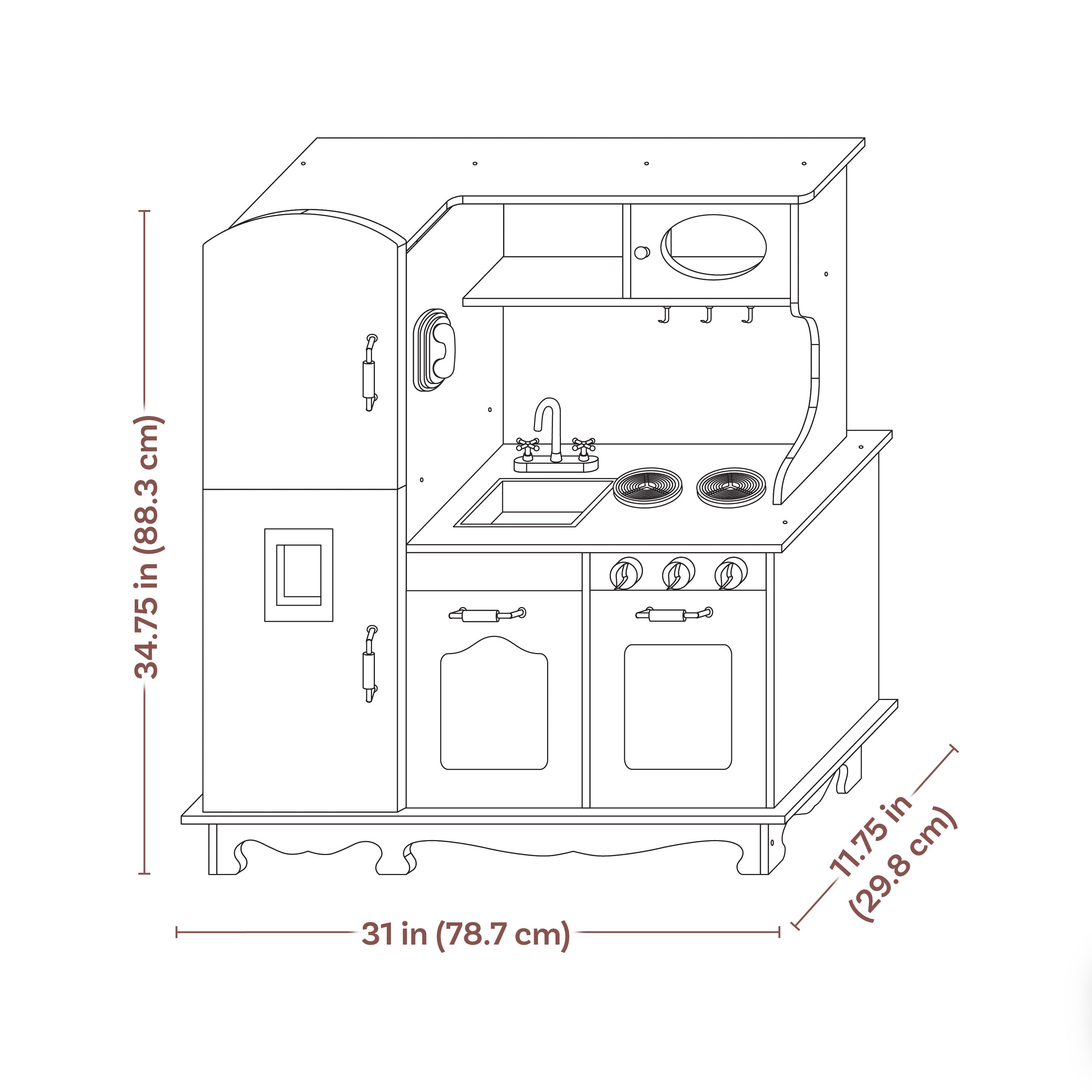 Sunnydaze Chef Sounds Wooden Play Kitchen Set with Lights & Sounds - Interactive Pretend Play Toy for Kids, Perfect for Home & Preschool Learning Activities
