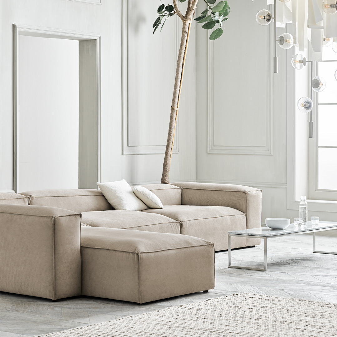 Cosima 2-Seater Sofa with Chaise Lounge - Modern Fabric Sectional Couch for Small Spaces, Living Room & Apartment Furniture (Gray) - Perfect for Relaxing, Entertaining & Small Space Living