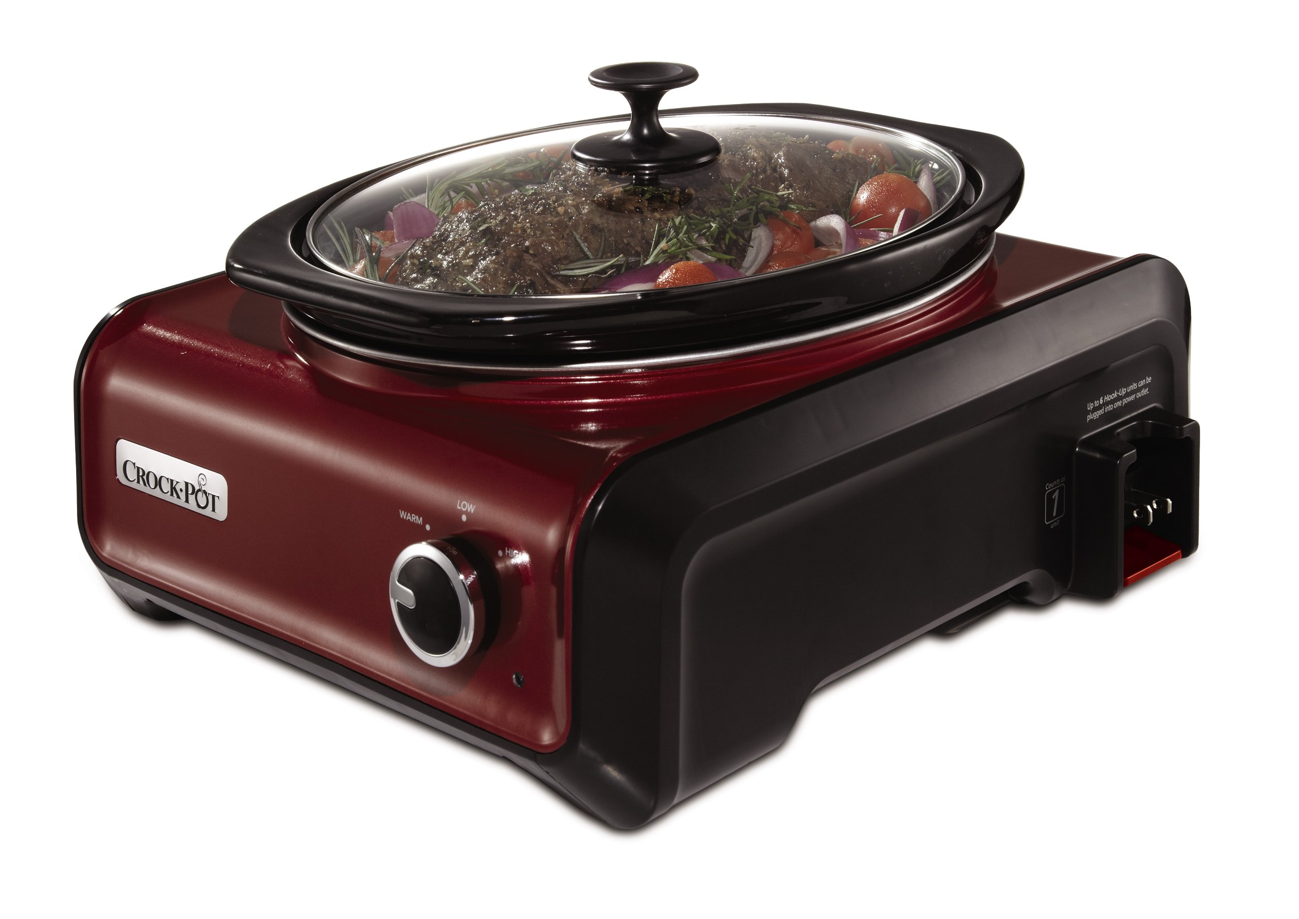 Crock-Pot 3.5-Quart Oval Slow Cooker with Connectable Hook Up System - Metallic Red | Perfect for Entertaining, Family Dinners & Meal Prep