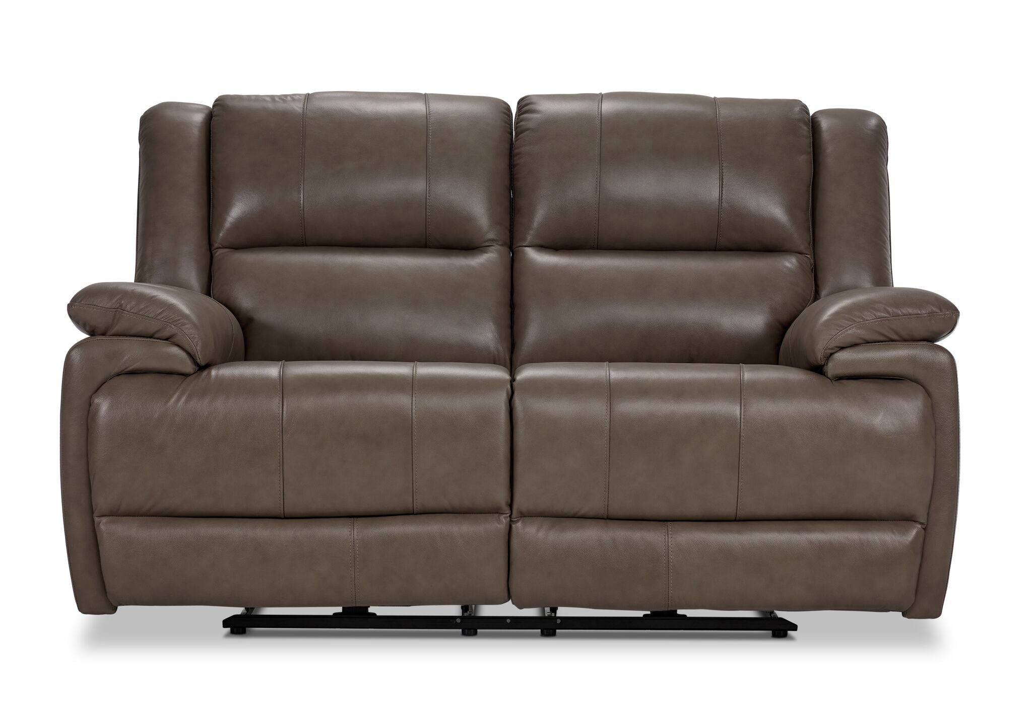 Allie Leather Dual Power Reclining Loveseat Sofa - Mocha Brown Genuine Leather - Perfect for Living Room, Home Theater & Small Spaces