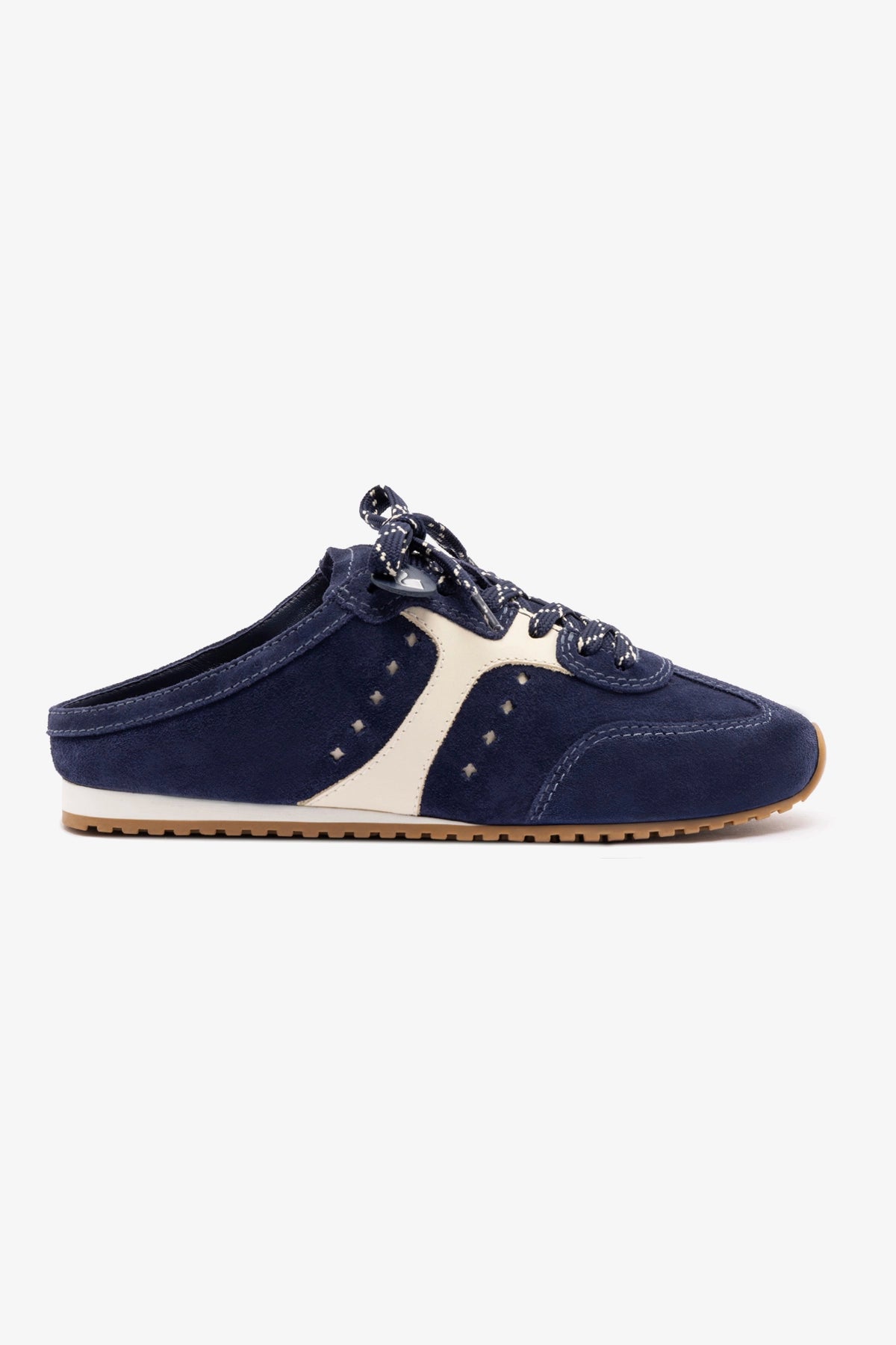 Stella Women's Slip-On Sneaker Mules - Navy Suede & Ivory Leather Comfortable Loafers for Casual Wear, Walking, and Errands