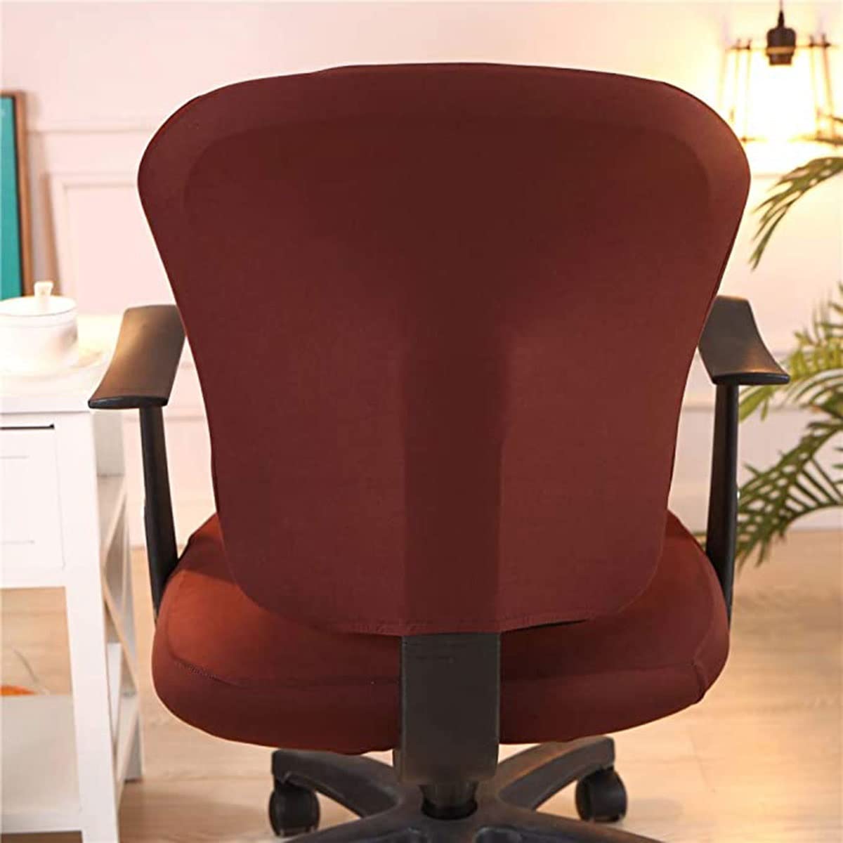 Stretchable Spandex Office Chair Cover - Rotating Armchair Slipcover Protector for Computer Desk, Home, Dining & Study Room - Removable & Washable Seat Cover (Red) - Perfect for Home Office, Gaming & Workspace Ergonomics