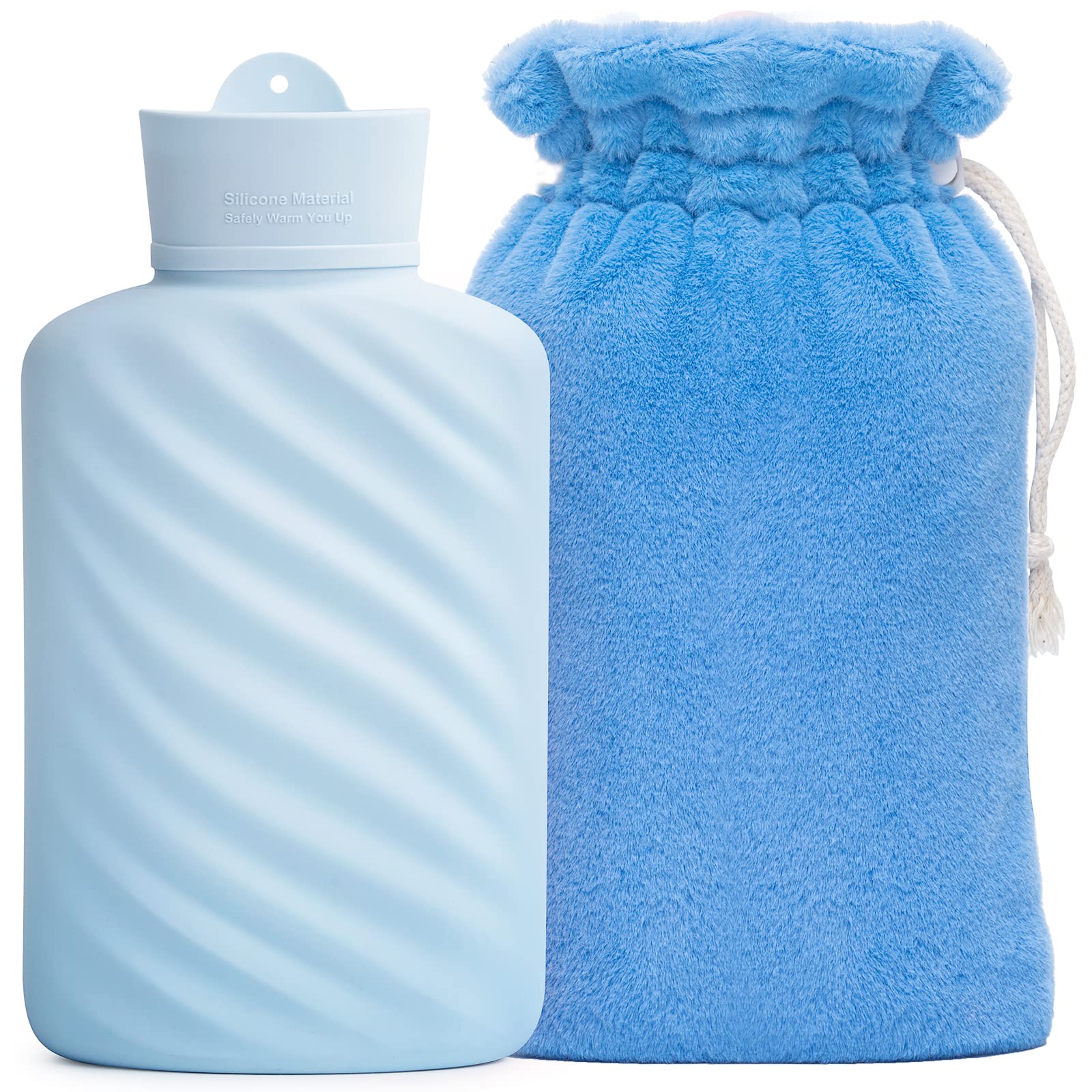 MEETRUE 1L BPA-Free Silicone Hot Water Bottle with Cover - Microwave Safe for Pain Relief, Hot & Cold Therapy - Perfect Gift for Women, Kids & Seniors - Ideal for Period Cramps, Muscle Pain & Winter Warmth