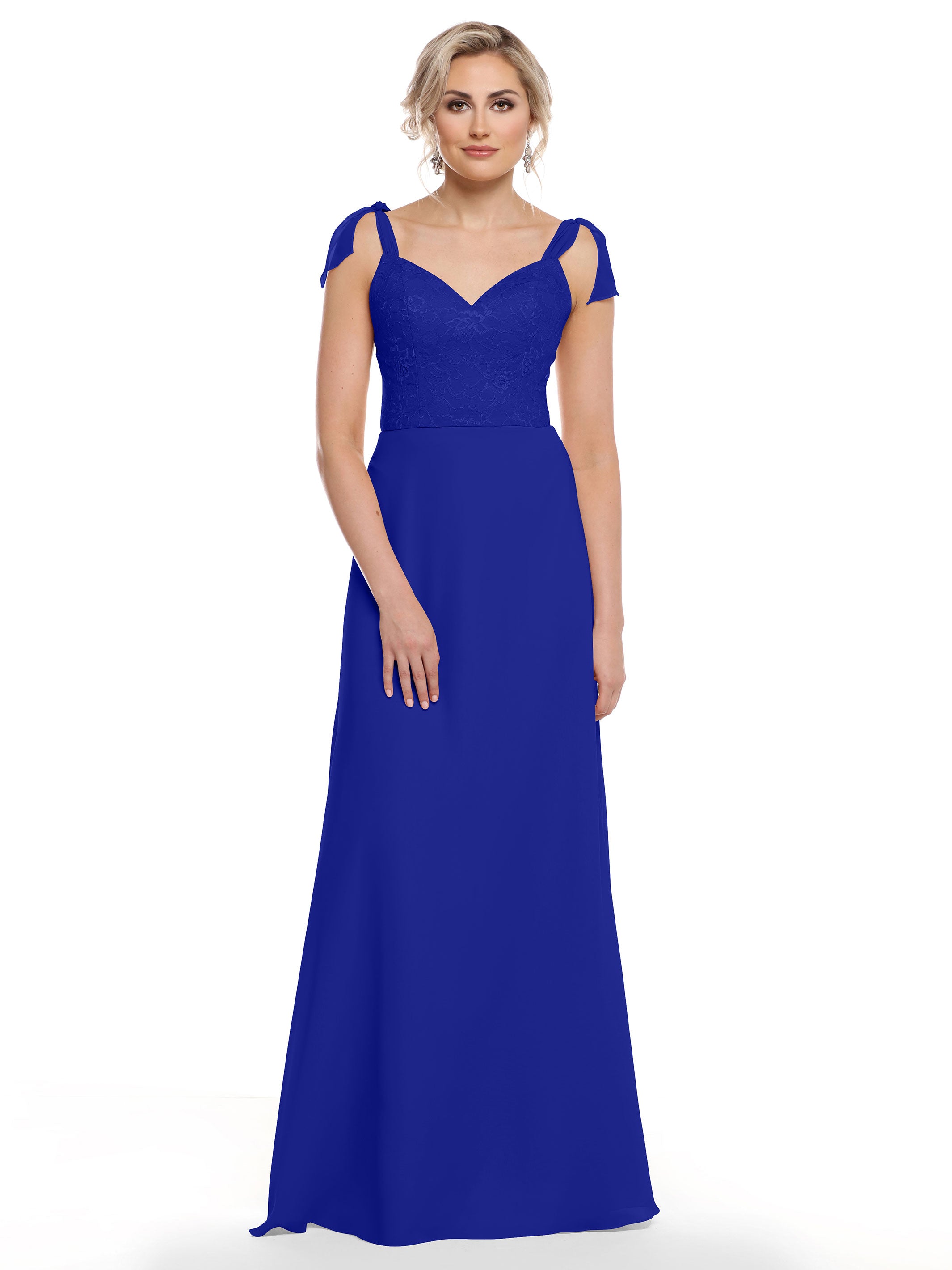 Elegant A-Line Bridesmaid Dress with Lace Bodice & Tulle Ribbon Straps - Perfect for Weddings, Formal Events & Special Occasions