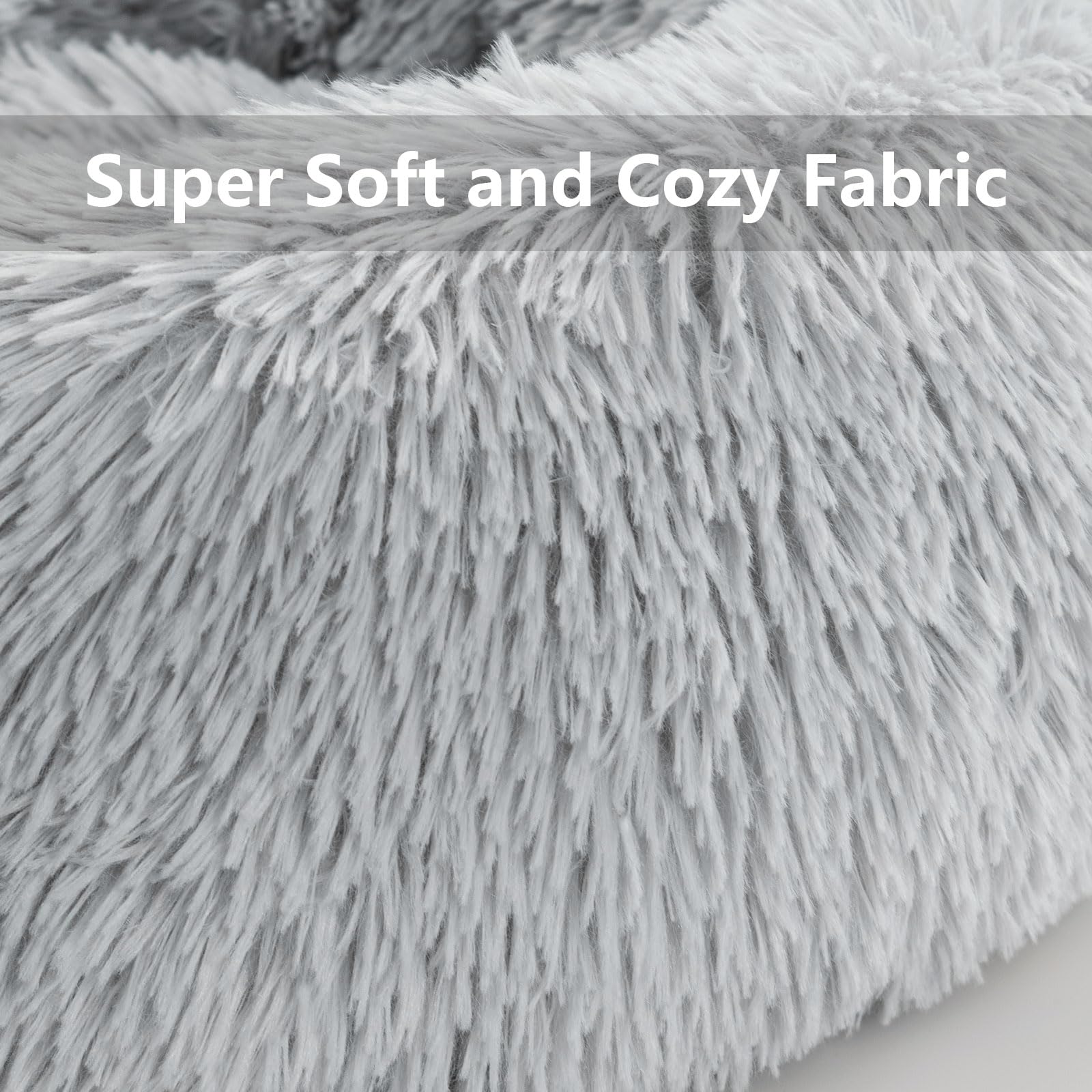 Soft Round Donut Pet Bed for Small Dogs & Cats - Non-Slip Bottom Calming Plush Bed for Puppies & Kittens - Perfect for Indoor Use in Living Room or Bedroom