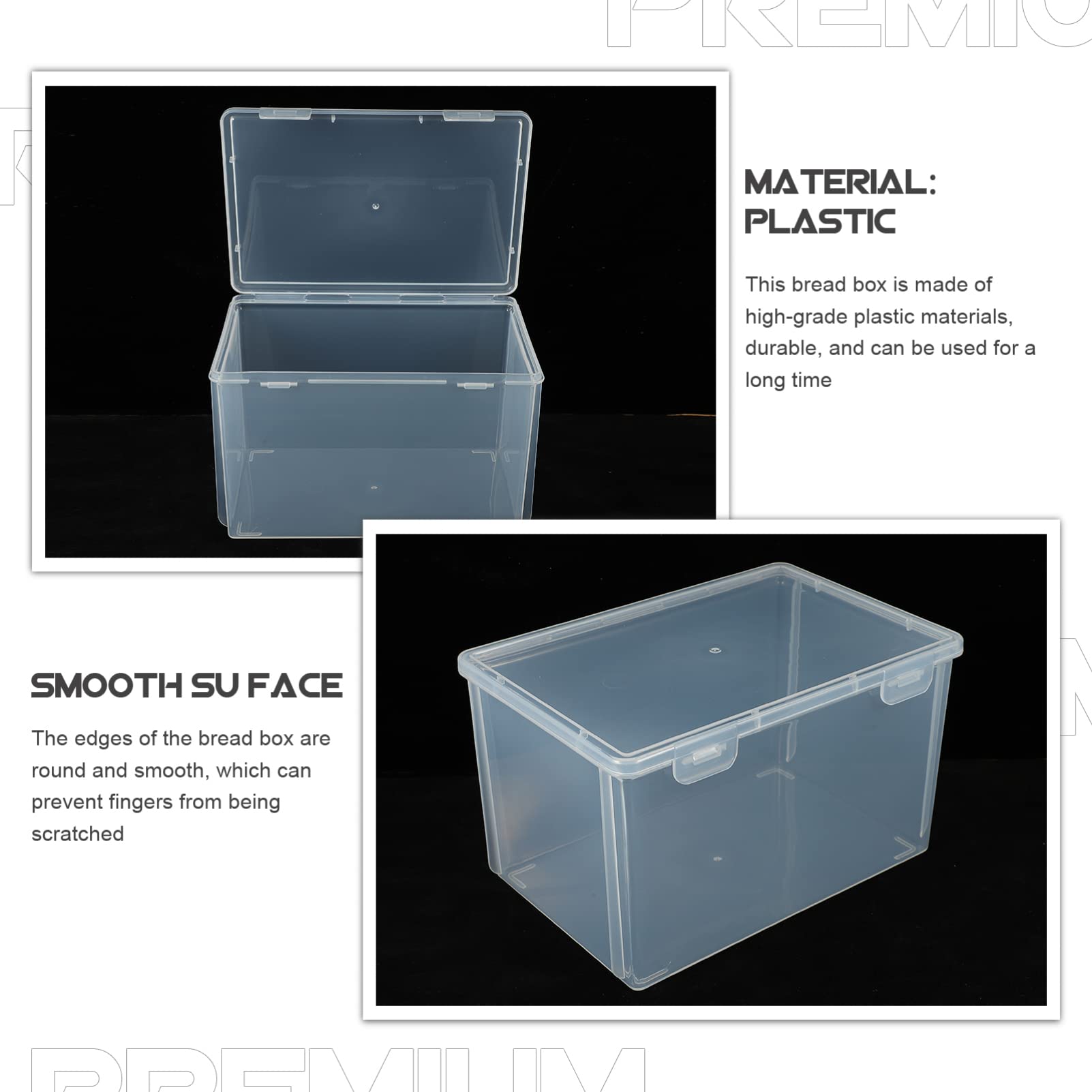 Clear Plastic Bread Storage Box for Kitchen Countertop - 8.37x5.78x5 inch Airtight Bread Keeper Container for Homemade Bread, Toast & Bakery Loaves - Perfect for Refrigerator Storage & Fresh Bread Organization