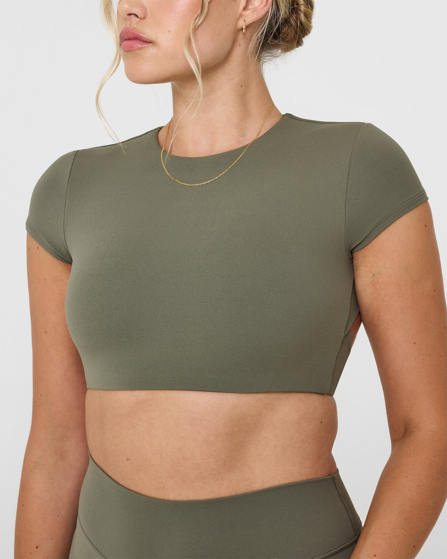 SoftMotion™ Short Sleeve Crop Top Women's Fashion - Alpine Green Yoga Shirt | Breathable Workout Top for Yoga, Gym & Casual Wear