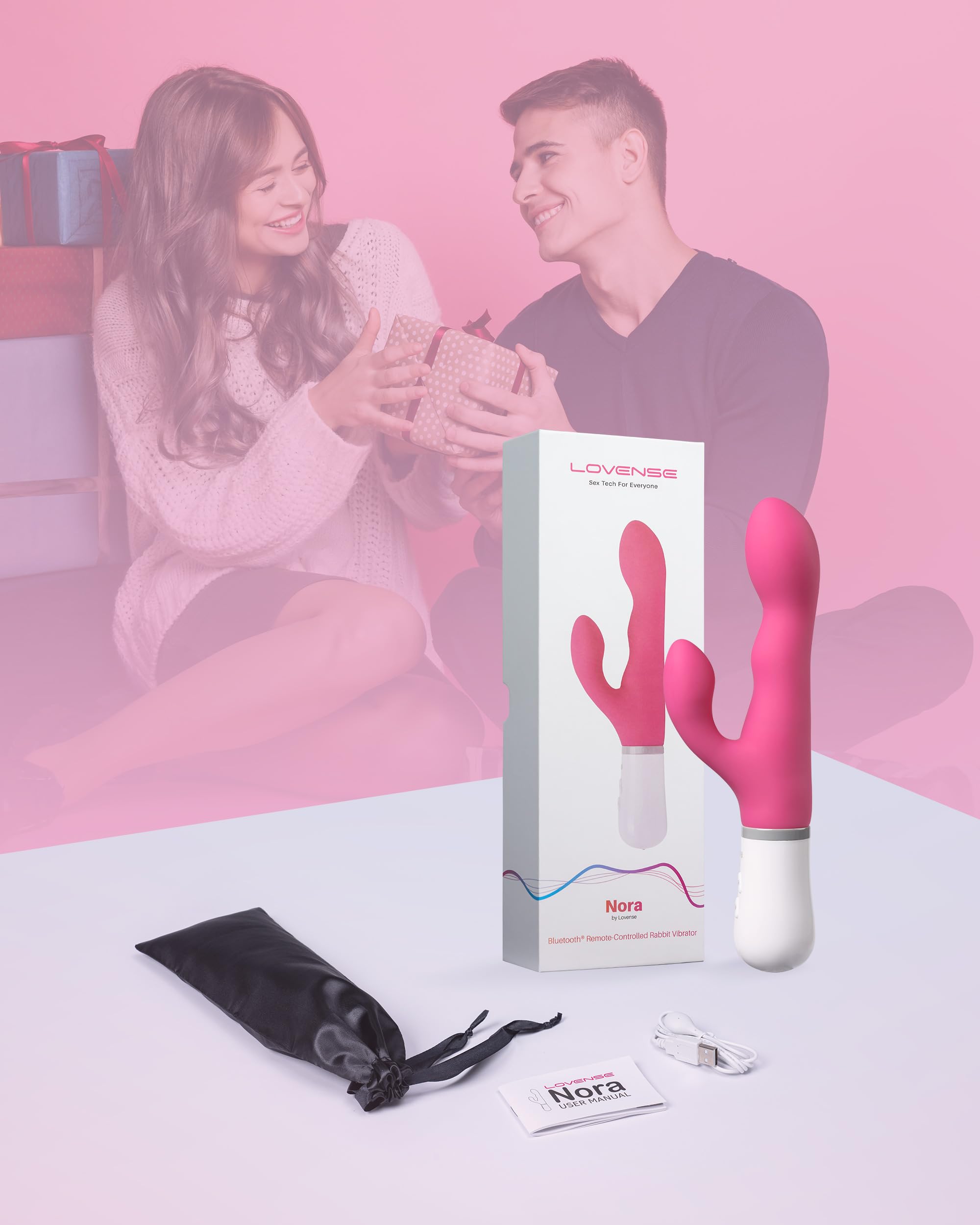 LOVENSE Nora Rabbit Vibrator for Women & Calor Electric Male Masturbator Cup - Couples Adult Sex Toys Set with App Control, G-Spot & Penis Stimulation for Long Distance Play - Perfect for Romantic Nights & LDR Intimacy