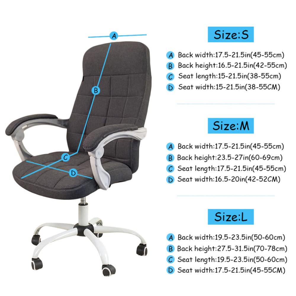 Waterproof Jacquard Office Chair Cover - Elastic Computer Chair Slipcover for Home & Office (Beige/Yellow, L Size) - Perfect for Study, Work & Conference Rooms