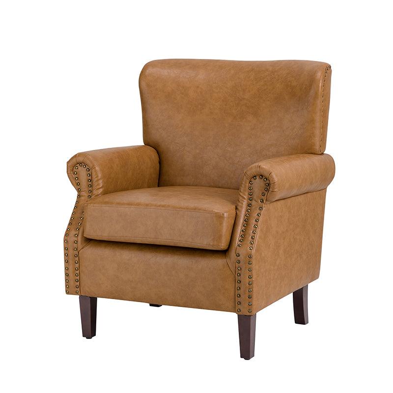 Luna Faux Leather Armchair - Modern PU Leather Accent Chair for Living Room, Bedroom & Office - Comfortable Mid-Century Style Lounge Chair with Sturdy Metal Legs