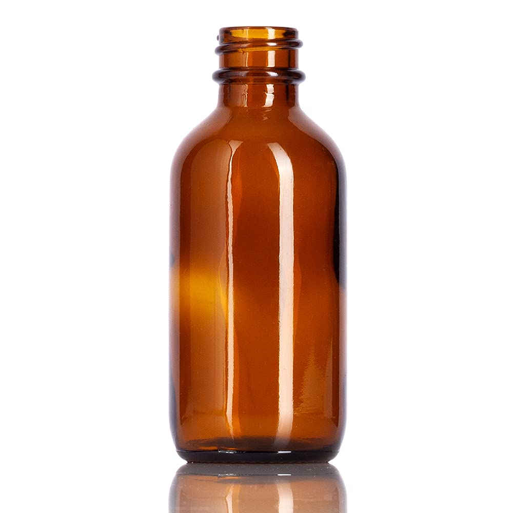 JUVITUS 1 oz Amber Glass Boston Round Bottle with Black Fine Mist Sprayer (24 Pack) - Essential Oil, Perfume & DIY Spray Bottles for Home, Travel & Beauty Use