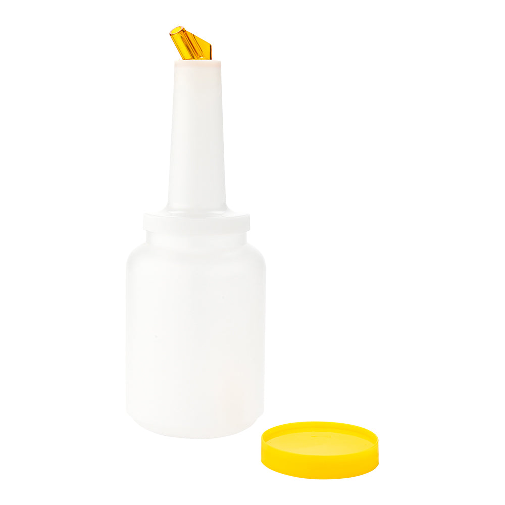 Bar Lux 2 Quart Plastic Quick Pour Storage Container Bottle with Yellow Spout and Lid - 4.75