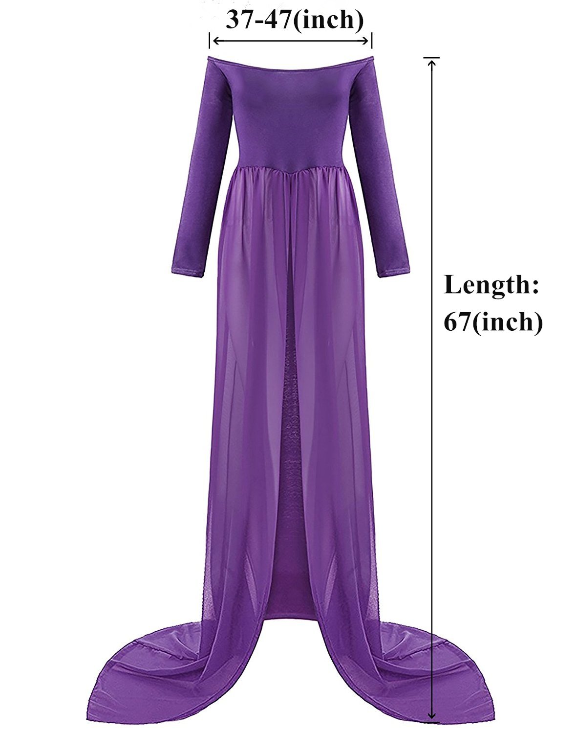 ZIUMUDY Maternity Maxi Chiffon Dress for Photoshoot - Elegant Split Front Gown for Pregnancy Photography, Baby Shower & Maternity Portraits