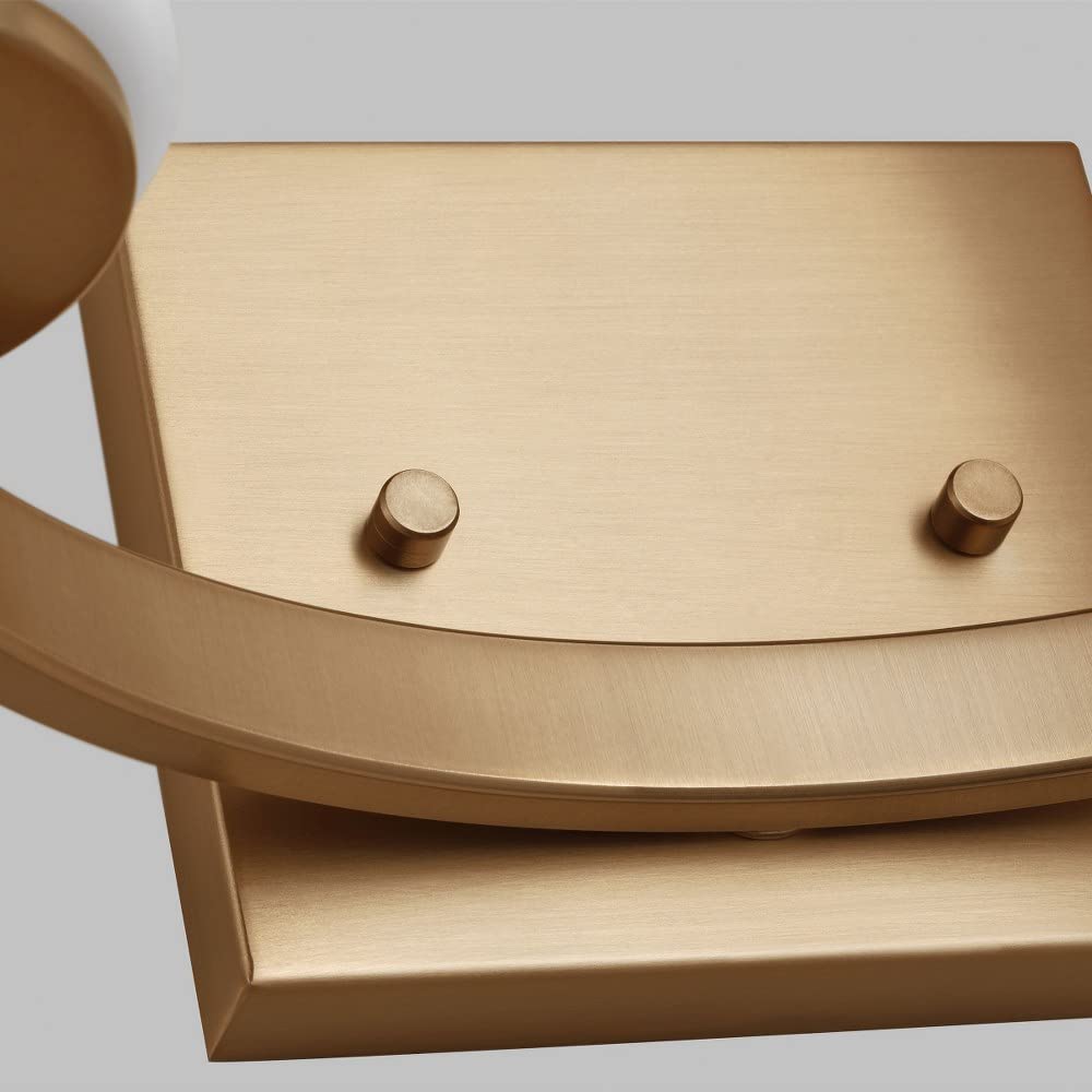 Generation Lighting 2-Light Hettinger Bath Wall Sconce in Satin Brass (Model 4439102-848) - Title 24 Compliant Bathroom Light Fixture for Vanity & Mirror Lighting - Works with LED/Standard Bulbs - Perfect for Modern Bathroom & Powder Room Decor