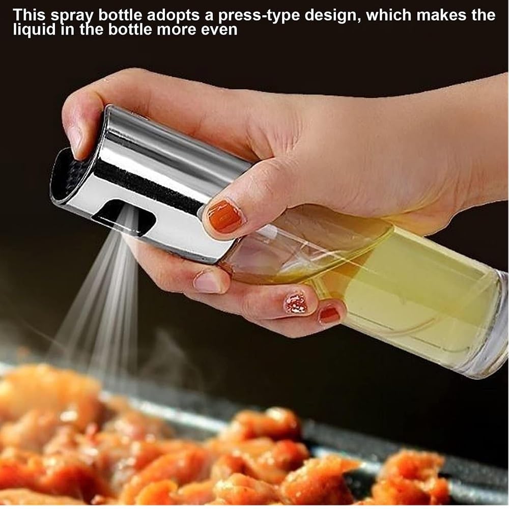 Prostuff.in® 100ml Transparent Glass Oil Spray Bottle - Dosa Oil Sprayer, Vinegar Dispenser, Cooking & Salad Dressing Bottle for Kitchen, BBQ, Baking - Leak-Proof ABS Cap (Perfect for Home Cooking & Restaurant Use)