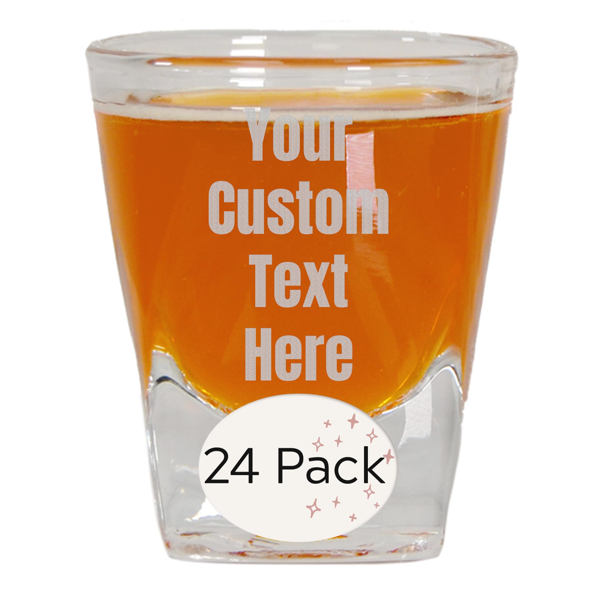 Personalized Engraved Custom Text 2oz Square Shot Glasses - 24 Pack Unique Party Favors for Weddings, Birthdays, Groomsmen & Celebrations - Perfect for Bachelor Parties, Girls Night Out & Bar Events