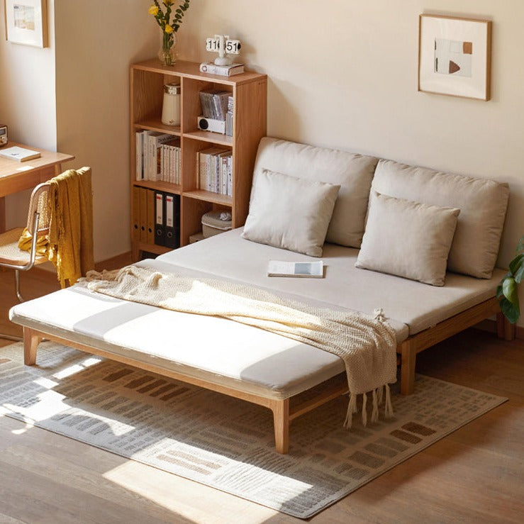Oak Solid Wood Sofa Bed - Convertible Sleeper Sofa for Small Spaces | Perfect for Apartments, Guest Rooms & Home Offices