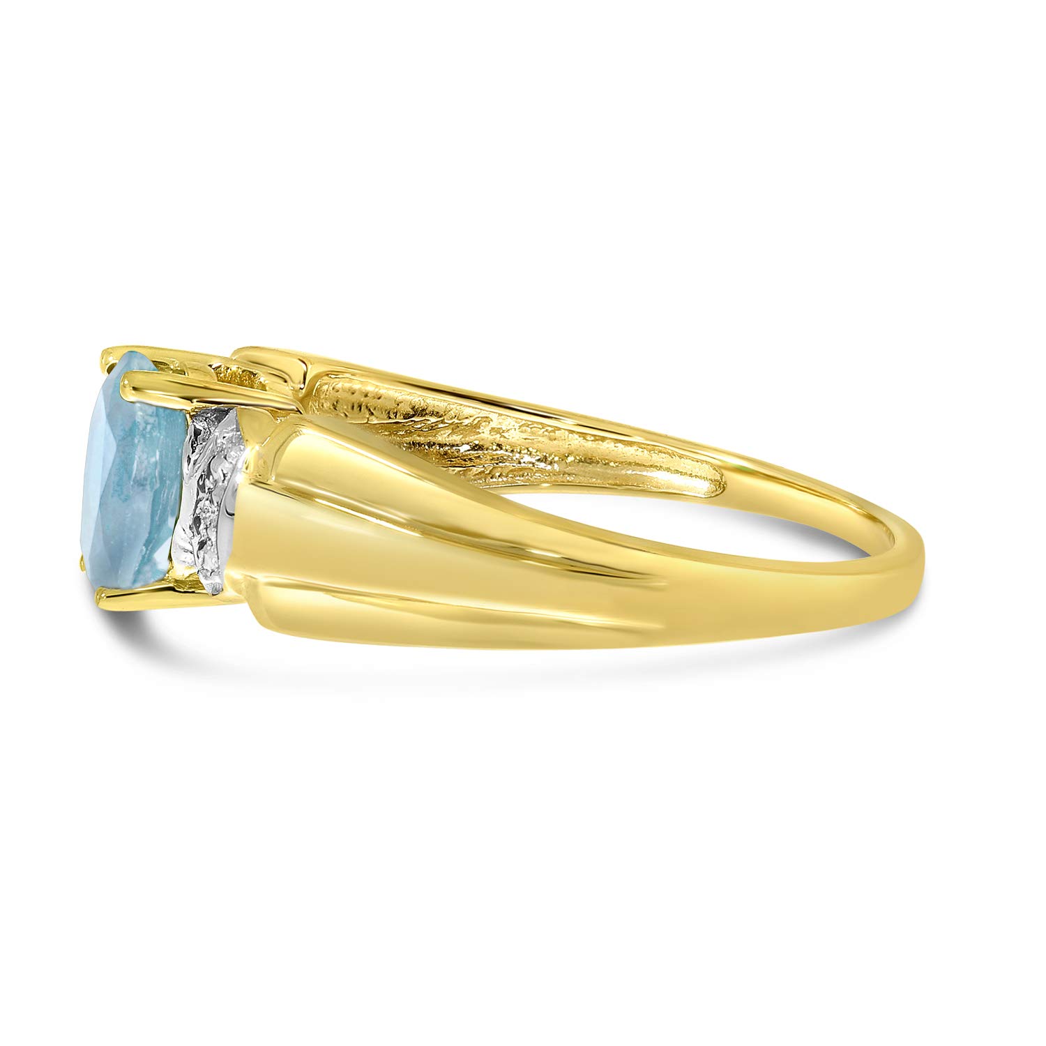 10K Yellow Gold Oval Aquamarine and Diamond Engagement Ring for Women - Elegant Wedding, Anniversary, or Promise Gift
