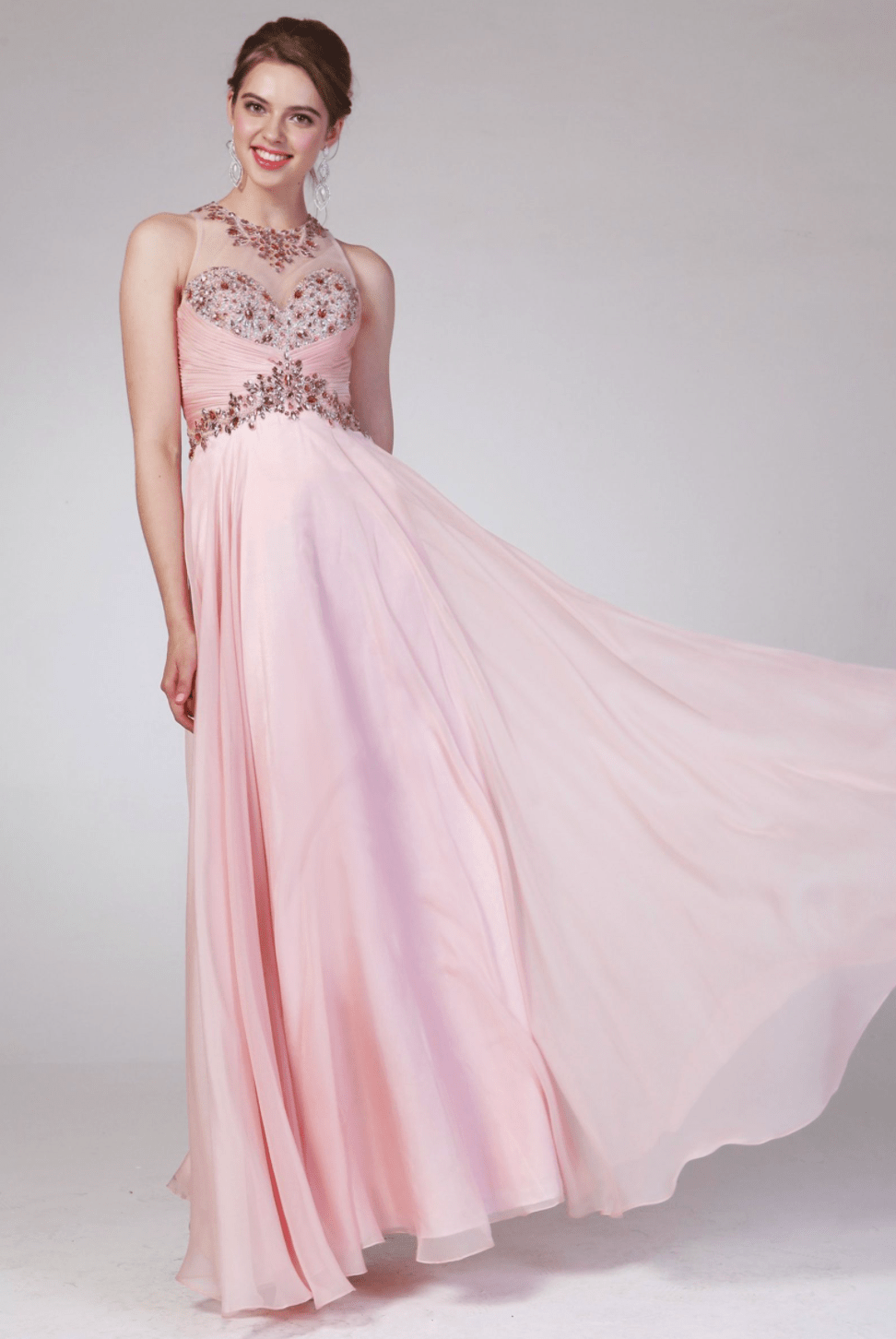 Cinderella Divine Pink Blush Crystal Beaded Evening Gown - Elegant Formal Dress for Prom, Wedding & Special Occasions