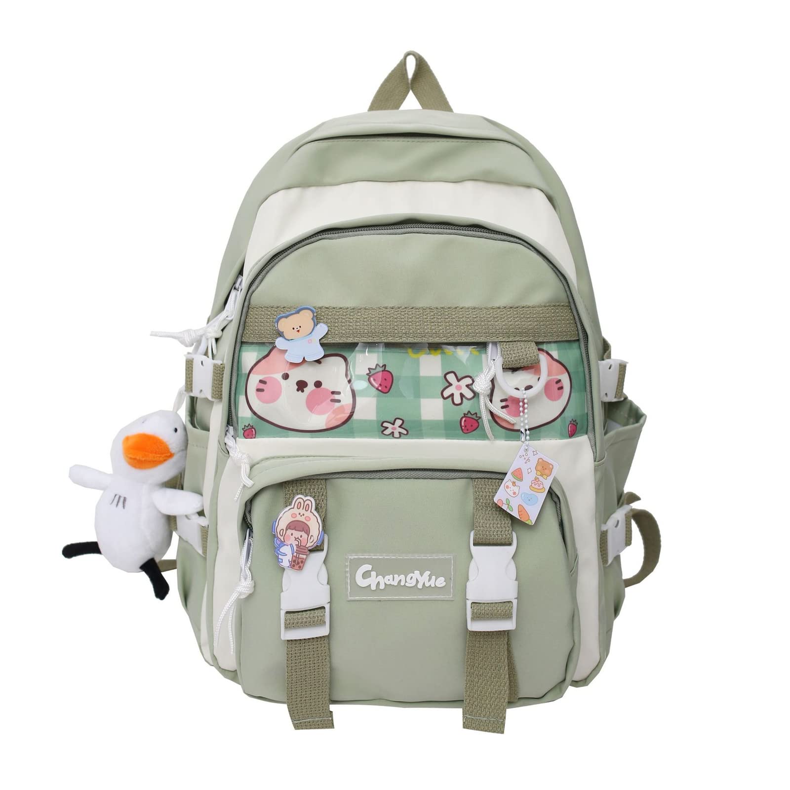 CYANG Kawaii Backpack with Pins - Cute Japanese Aesthetic School Backpack for Women & Teens, Lightweight Laptop Bag for College, Work & Travel, Perfect for Anime Fans & Kawaii Fashion Lovers