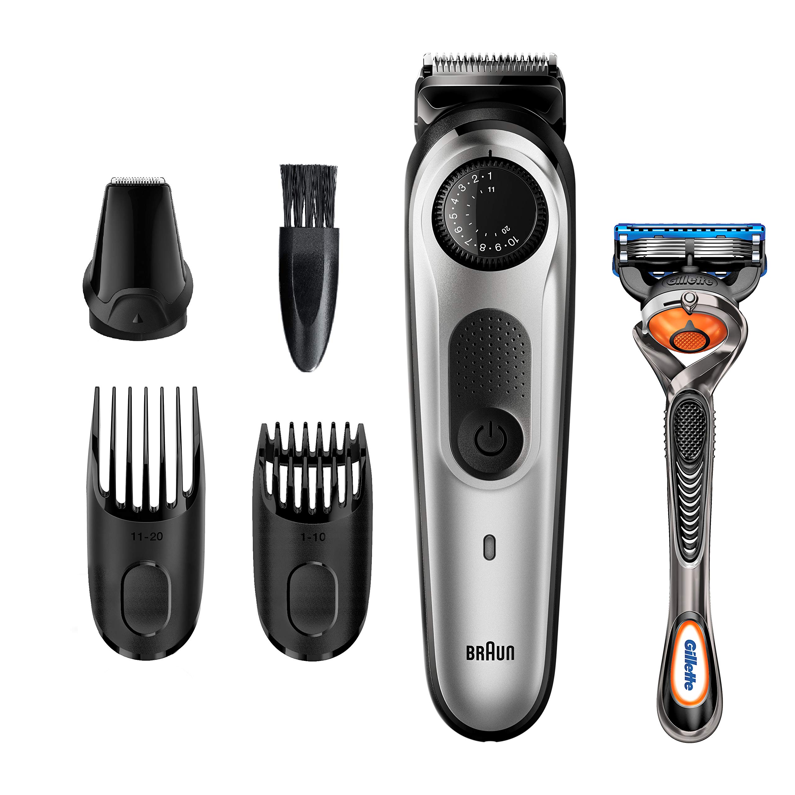 Braun BT5260 Beard Trimmer for Men - Cordless Rechargeable Hair Clipper with Mini Foil Shaver & Detail Trimmer | Includes Gillette ProGlide Razor | Perfect for Travel, Grooming & Precision Styling