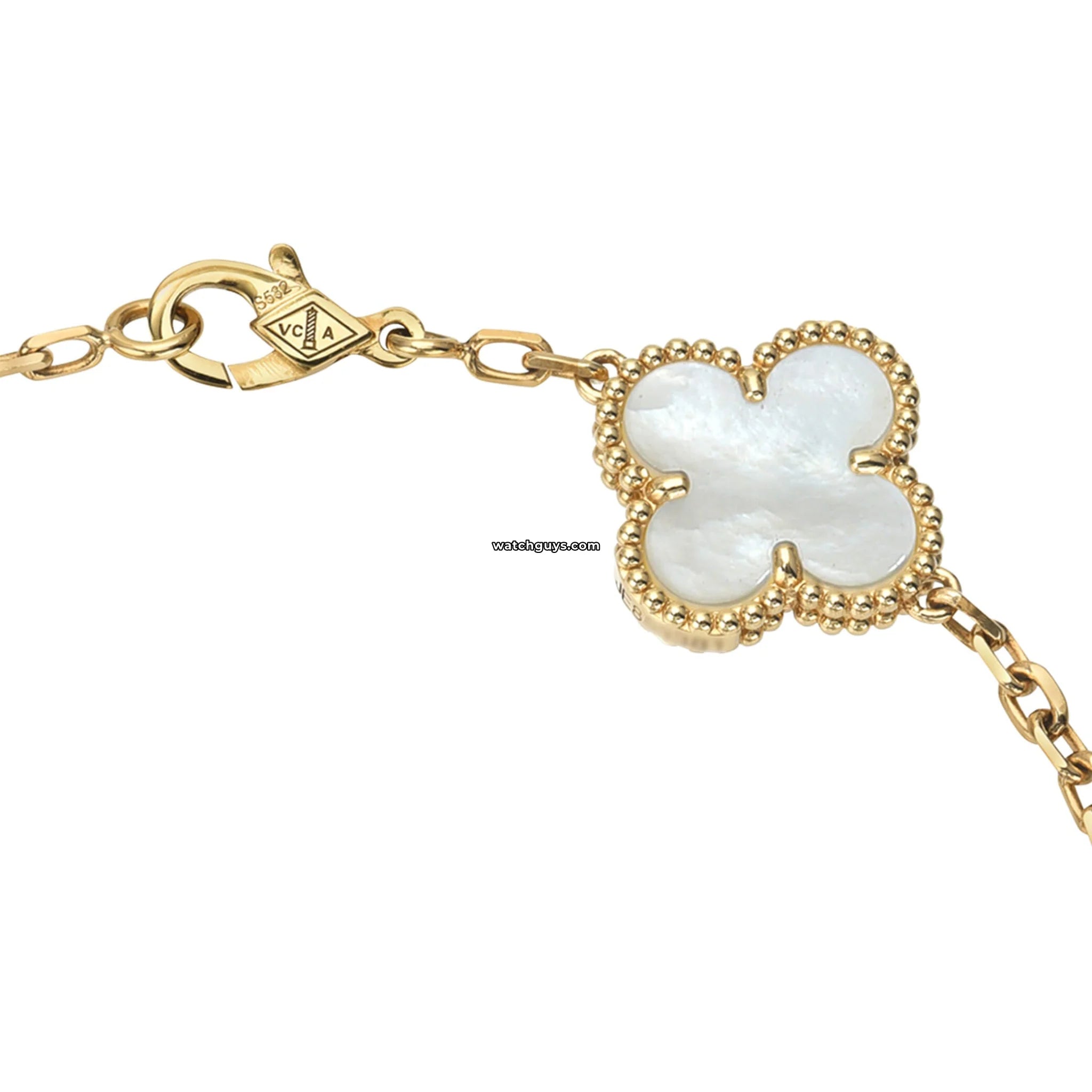 Van Cleef & Arpels Vintage Alhambra 5-Motif Mother of Pearl Bracelet | Luxury Jewelry Gift for Women | Perfect for Weddings, Anniversaries & Special Occasions