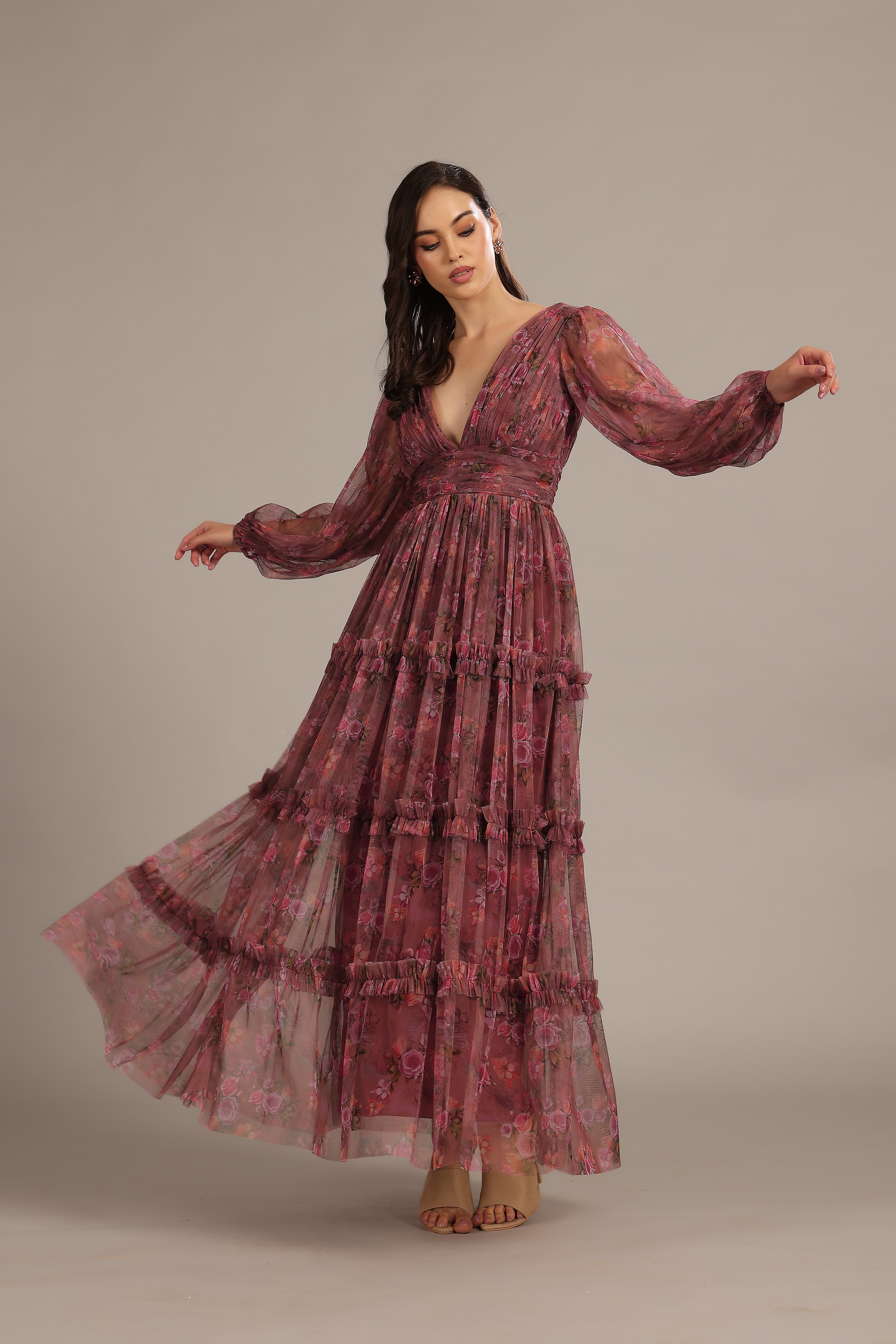 Lydia Women's Maxi Dress - Purple Floral Print Long Summer Dress for Beach, Vacation & Casual Wear | Plus Size Boho Chic Dress