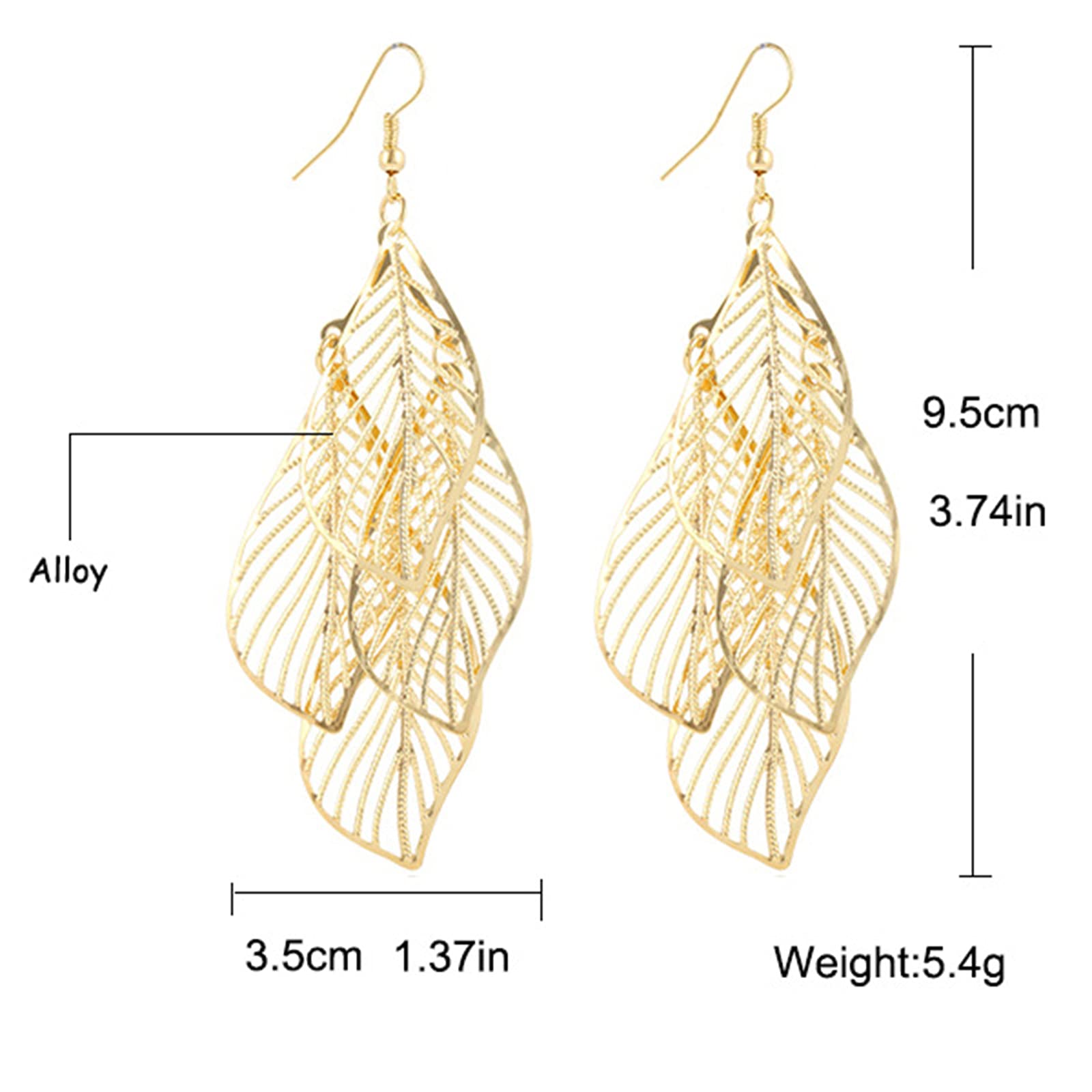 Bohemian Layered Filigree Leaf Earrings for Women - Handmade Silver & Gold Plated Lightweight Chandelier Dangle Earrings - Perfect for Festivals, Weddings & Boho Fashion