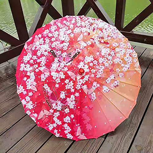 Chinese Style Oil Paper Umbrella - Handmade Bamboo & Floral Painted Rainproof Parasol for Cosplay, Hanfu, Traditional Costume & Outdoor Photography