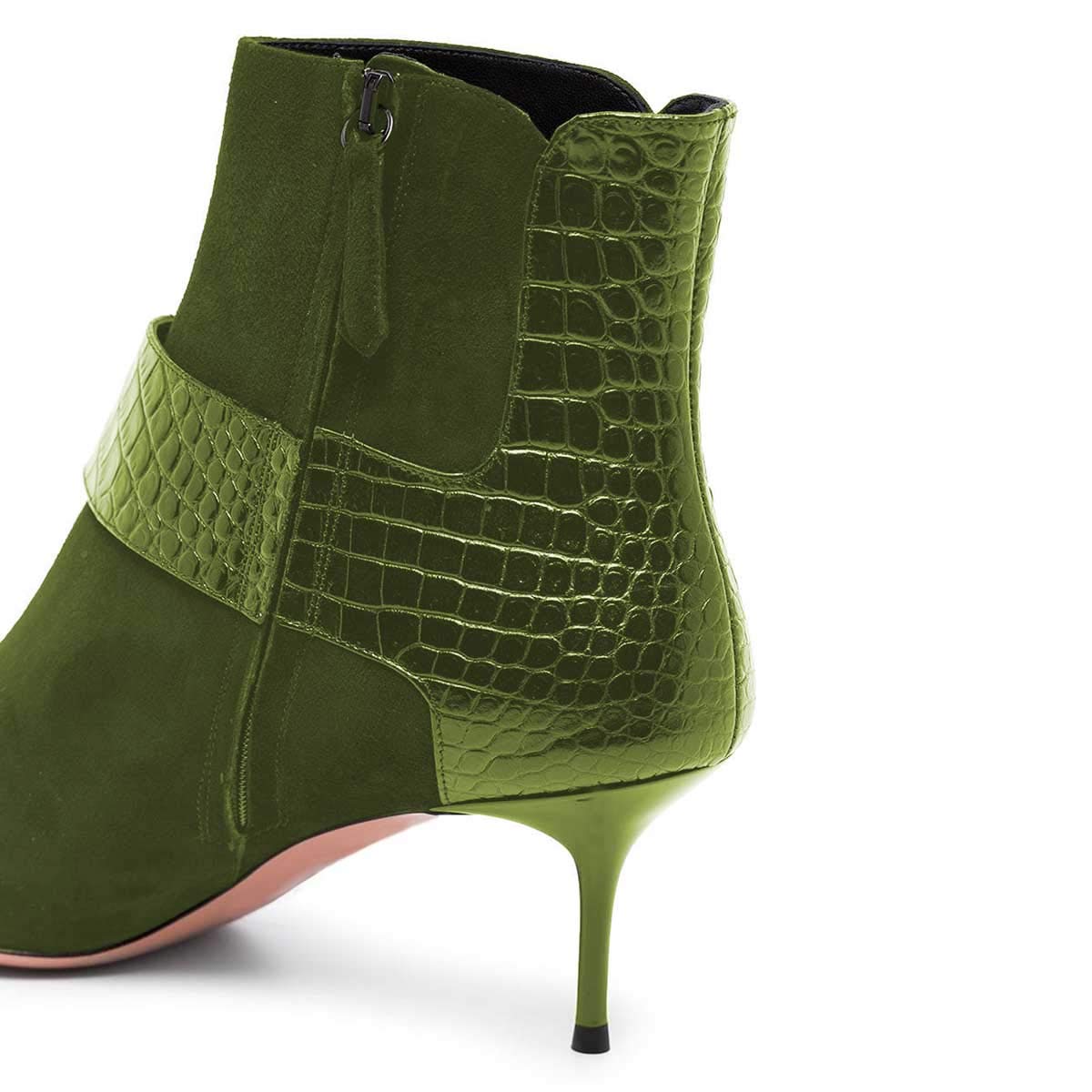 FSJ Women's Fashion Ankle Boots - Pointed Toe High Heel Booties with Side Zipper & Buckle for Evening Party & Dress Occasions (US Size 4-15) - Perfect for Fall Outfits, Office Wear & Night Out Events