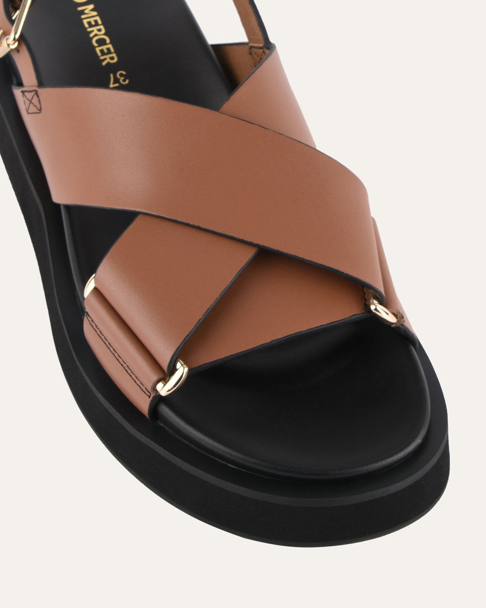 Marley Flat Sandals for Women - Dark Tan Genuine Leather Comfortable Slides - Perfect for Beach, Vacation & Summer Outfits