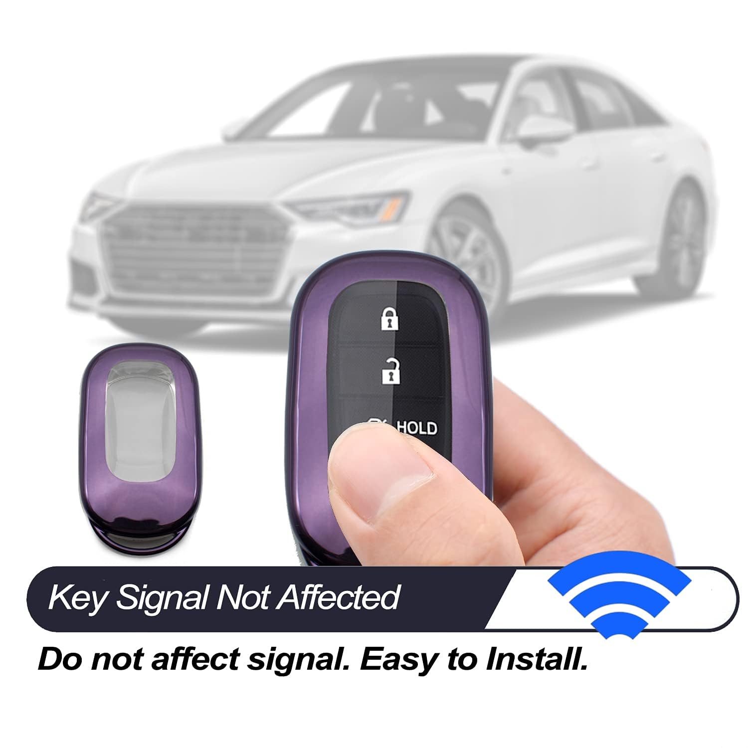 MECHCOS Purple TPU Key Fob Cover Case for Honda Civic CR-V Accord HR-V Pilot (2022-2024 Models) - Keyless Entry Remote Protector Skin & Holder Accessories | Durable Protection Against Drops & Scratches