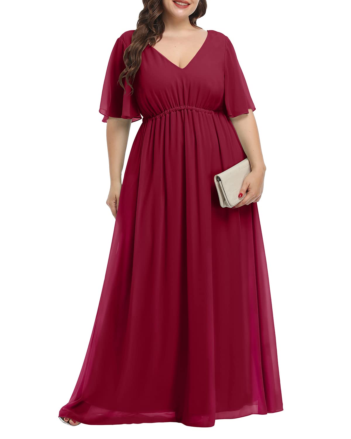 Elegant Plus Size Chiffon Maxi Dress for Women - Formal Wedding Guest & Bridesmaid Dress | Pinup Fashion Long Dress for Special Occasions, Parties & Evening Events