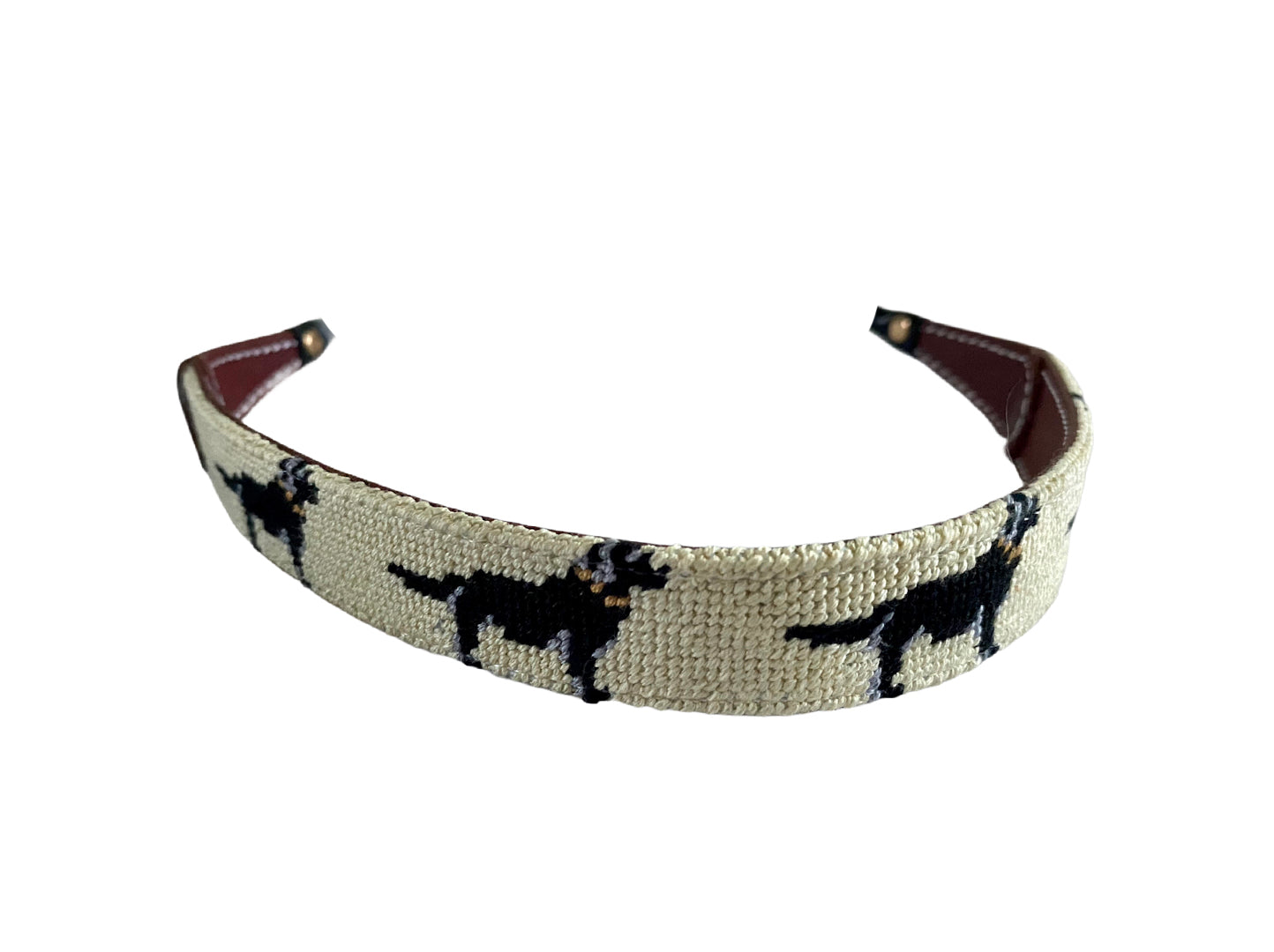 Black Lab on Cream Needlepoint Sunglass Straps™ – Handmade Adjustable Eyewear Retainers for Men & Women – Perfect for Running, Hiking, and Outdoor Activities