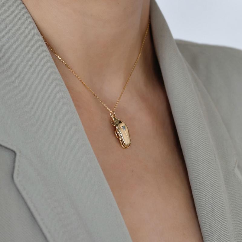 Exquisite Diamond Scarab Necklace for Women - 14K Gold Egyptian Jewelry - Perfect for Gifts, Weddings & Special Occasions