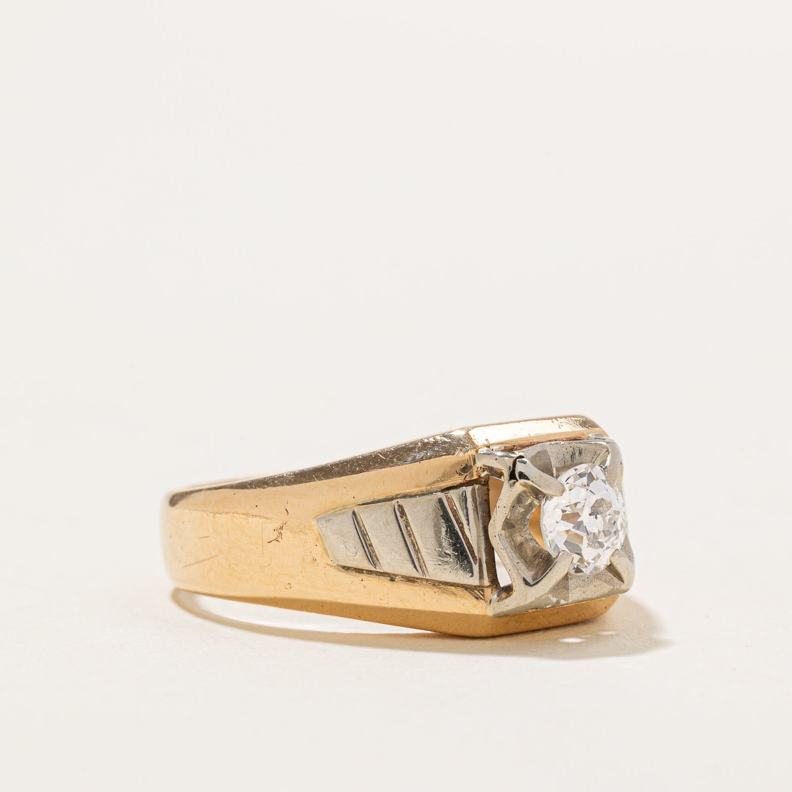 Vintage Two-Tone Gold Old European Cut Diamond Ring | 0.62 Carat | Size 9.75 | Engagement, Wedding, Anniversary Gift for Her