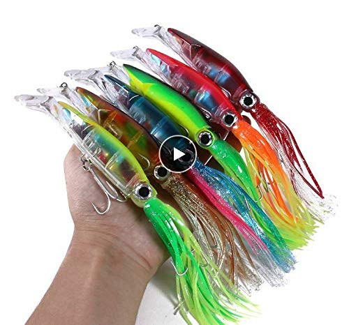 Premium Artificial Hard Saltwater Deep Sea Octopus Squid Tuna Crankbait Jig Lure - Ideal for Offshore Fishing, Trolling & Big Game Saltwater Angling