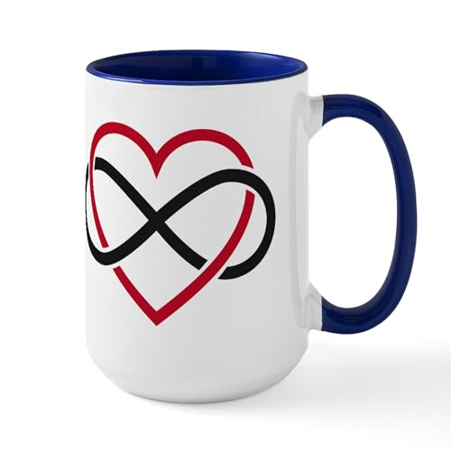 White/Navy Inside - Infinity Heart, Never Ending Love Large Mug