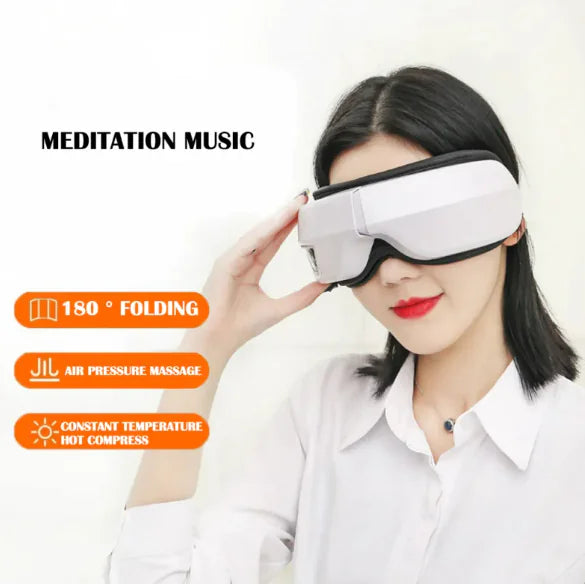 Wireless Heating Eye Massager for Relaxation & Stress Relief - Rechargeable Eye Massage Mask with Heat Therapy for Migraine, Dry Eyes & Sleep Aid - Perfect for Home, Office & Travel Use