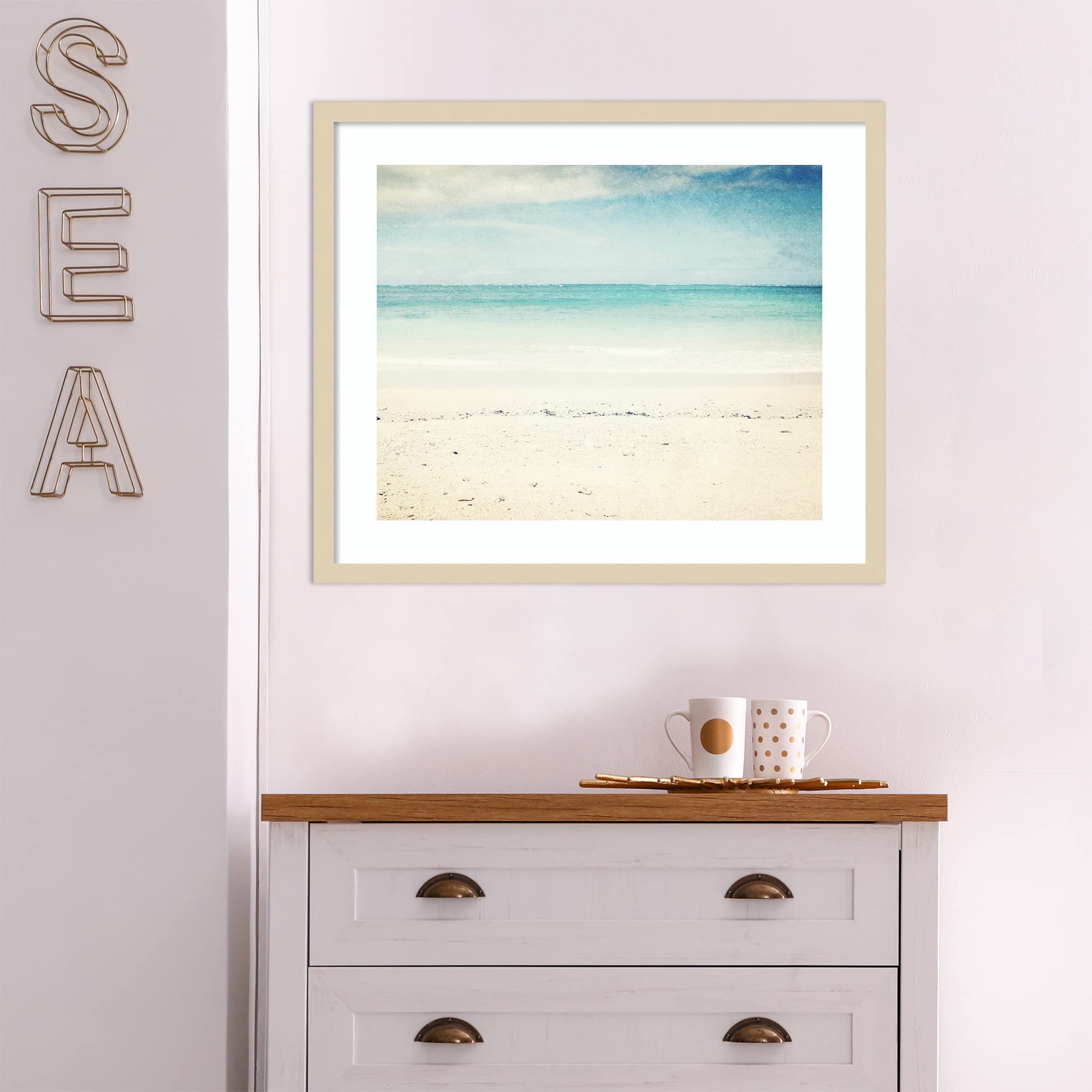 Amanti Art Framed Beach Wall Art Print 21x25 - Coastal Decor Painting by Lupen Grainne for Living Room, Bedroom, Bathroom, Kitchen & Office | Perfect for Seaside Home Decor & Vacation House Style