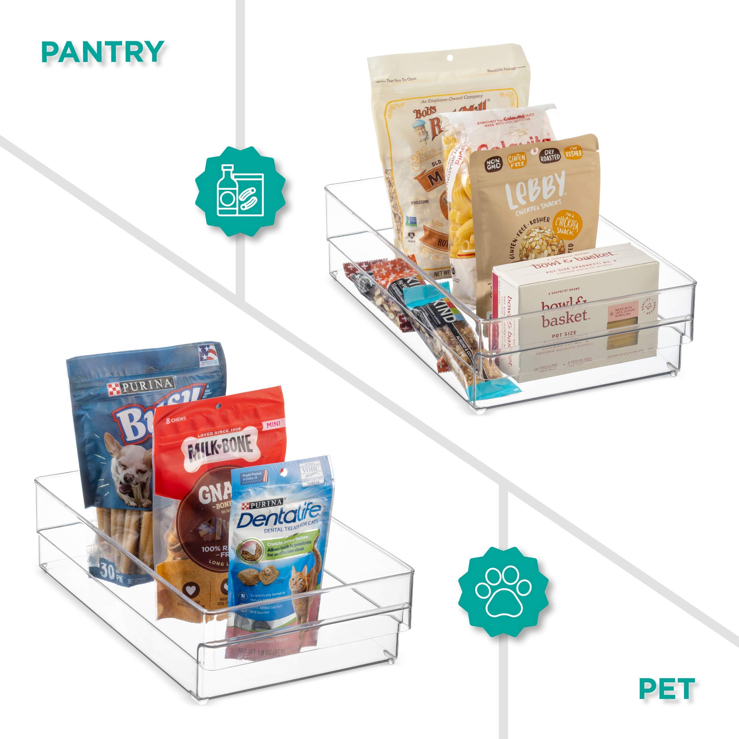 Heavy Duty Refrigerator Organizer Bins Set of 6 - Clear Plastic Freezer & Fridge Storage Containers with Can Rack & Egg Holder - Kitchen Cabinet & Countertop Organization for Fruits, Vegetables, Beverages & Meal Prep